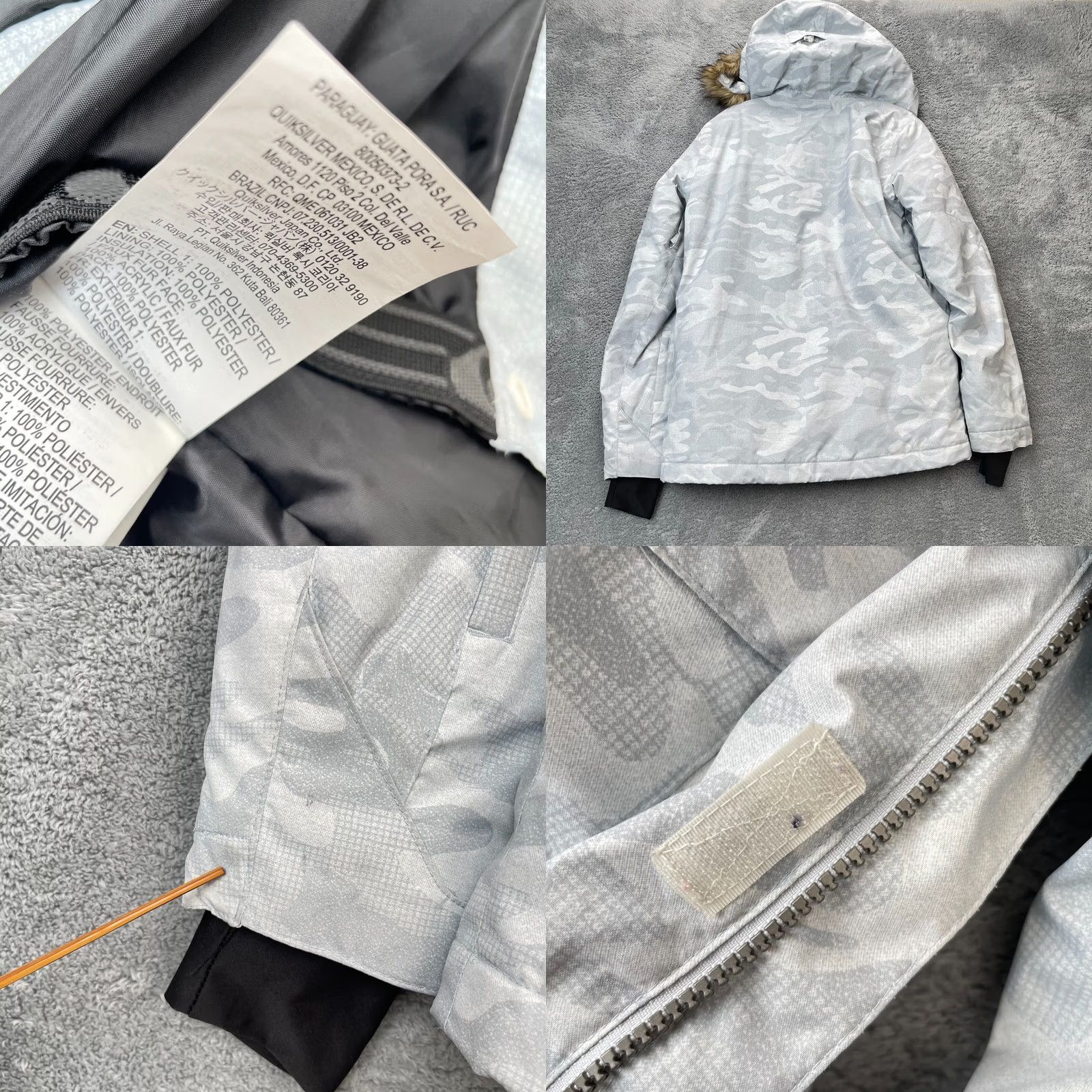 Quiksilver Quiksilver Jacket Mens Small Gray Camo Dryflight Faux Fur Lined Coat Hooded Ski Jacket Size US S / EU 44-46 / 1 - 8 Thumbnail