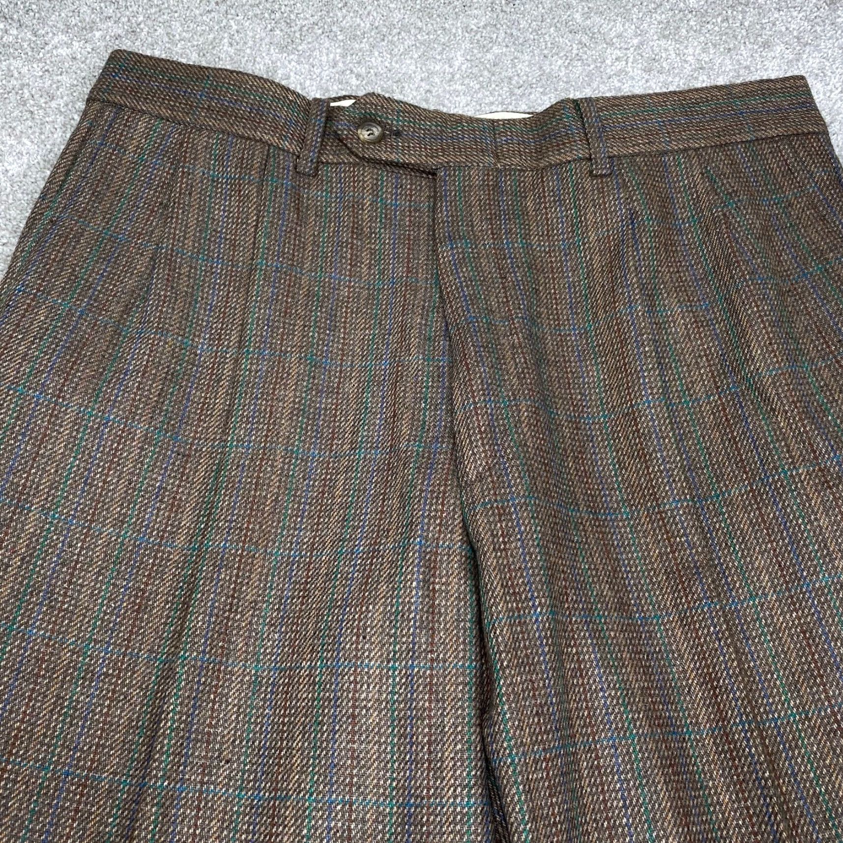 Vintage VINTAGE Oakdale Pants Mens 34x26 Brown Striped Pleated Front Wool Blend USA Dress Pants Size US 34 / EU 50 - 2 Thumbnail