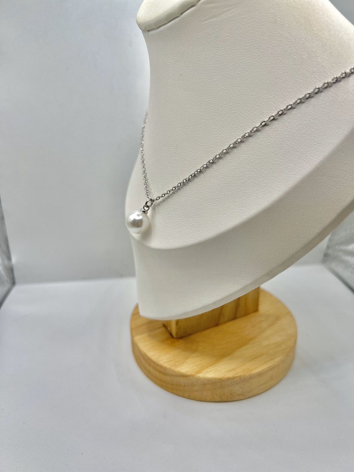 Handmade White Pearl Bead Silver Necklace Size ONE SIZE - 3 Thumbnail