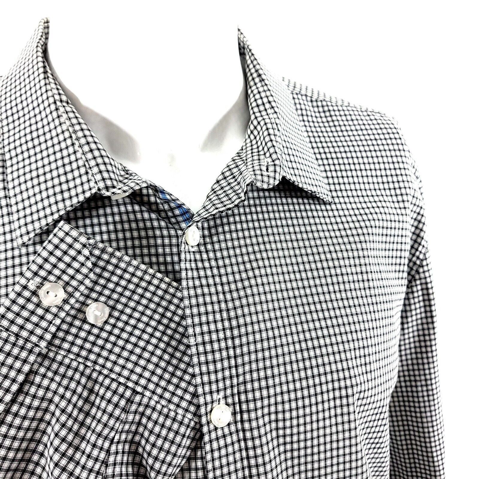 Calvin Klein Calvin Klein Slim Fit Large Cotton White Black Plaid Button Size US L / EU 52-54 / 3 - 2 Thumbnail