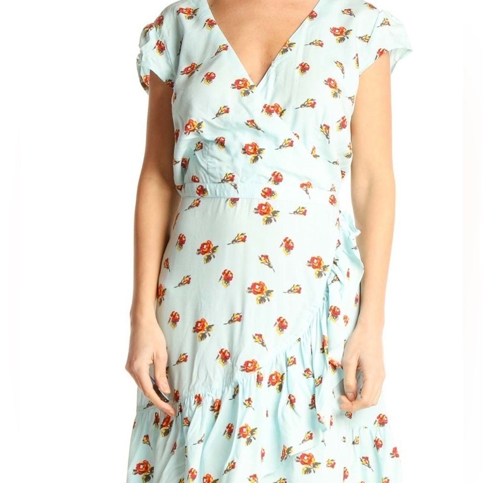 J.Crew Blue Floral Print Fit & Flare Dress Size XS / US 0-2 / IT 36-38 - 2 Thumbnail
