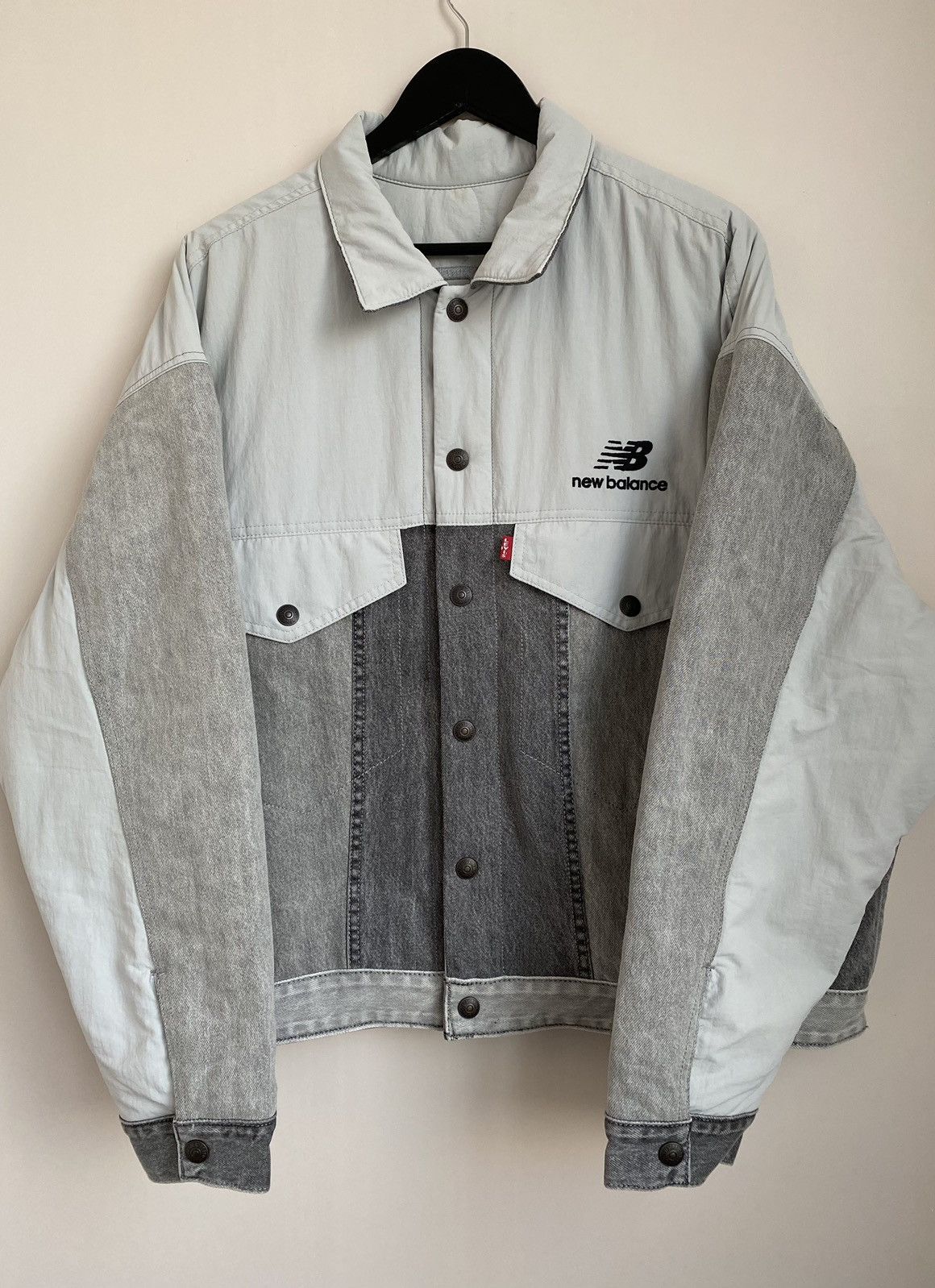 image of Levis x New Balance Levi's X New Balance Reversible Trucker Jacket in Grey, Men's (Size Large)