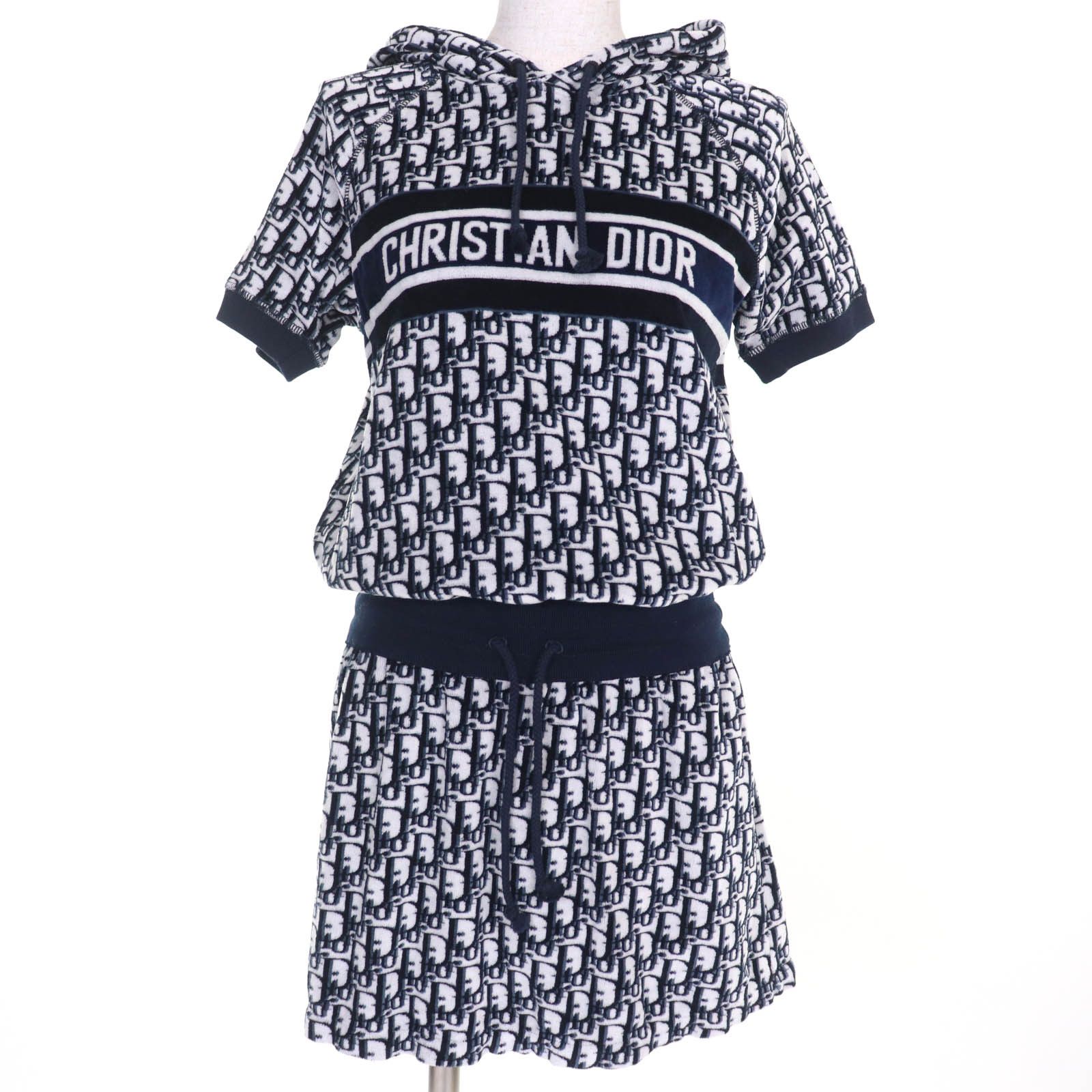 Dior Dior Christian Dior Oblique Velour Dress Cotton Dresses 123R02A4022 DUTY FREE for USA Size ONE SIZE - 1 Thumbnail