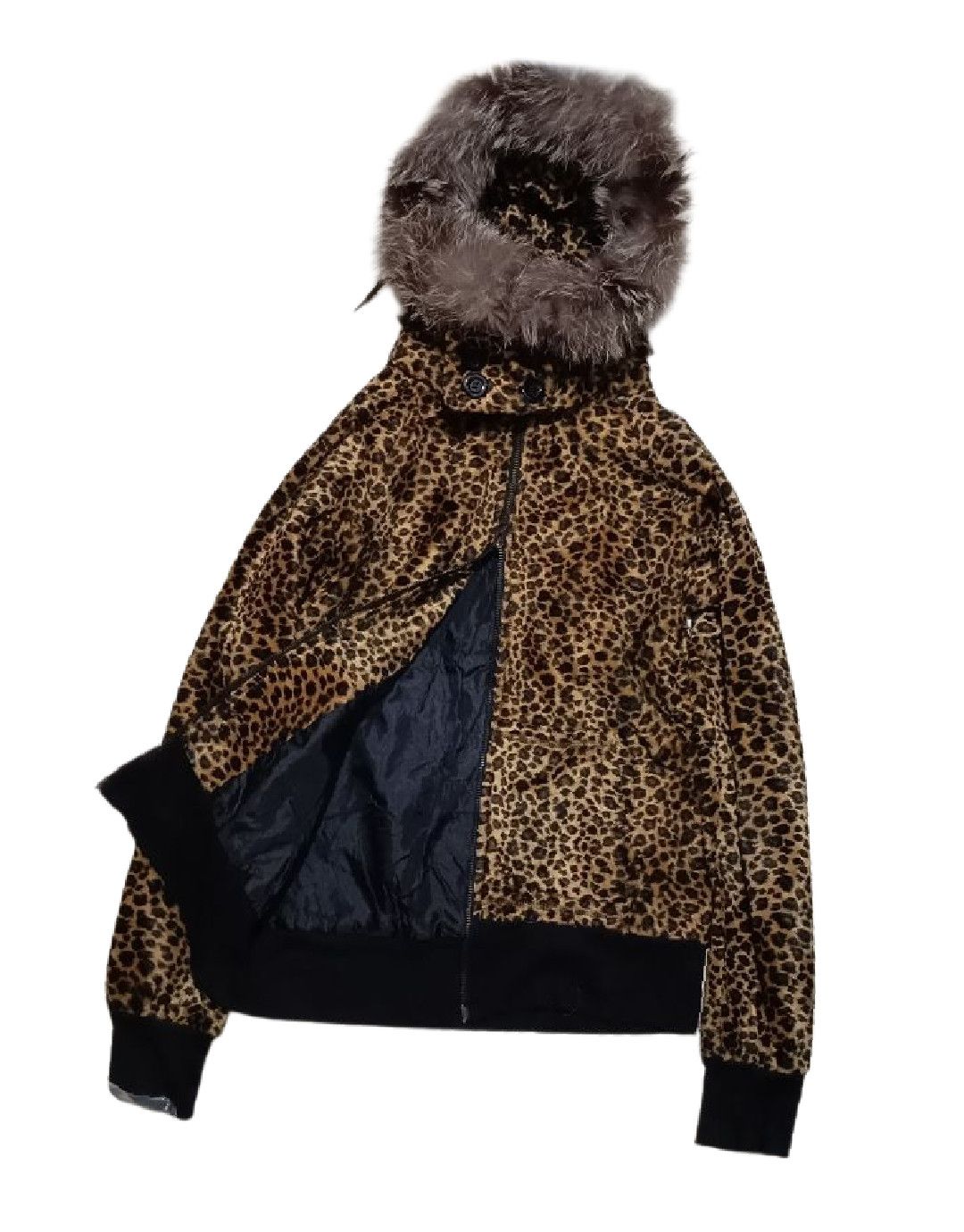 Le Grande Bleu (L.G.B.) 2000's Velvet Leopard Fur Hoodie Size L / US 10 / IT 46 - 3 Thumbnail