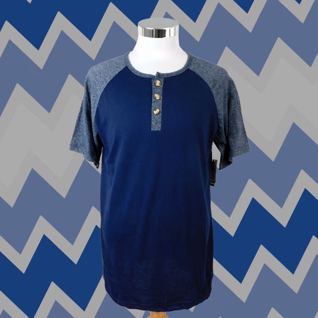 Vintage Open Trails T-Shirt Navy Short Sleeve Henley Cotton Blend Large Mens Distance: 0 Size US L / EU 52-54 / 3 - 1 Thumbnail