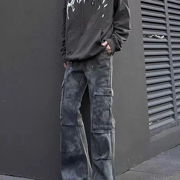 Japanese Brand Mizuho x Miyo Camouflage Grey Work Loose Hip Hop Jeans Size US 32 / EU 48 - 2 Thumbnail