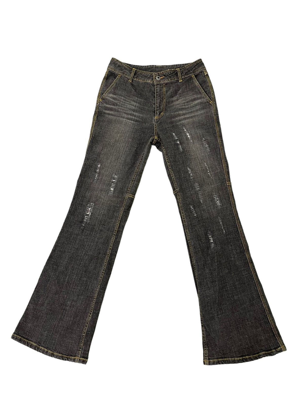 Japanese Brand Flare Jeans Jouer Echess Distress Stretch Boot Cut 6🟦2 Size US 30 / EU 46 - 2 Thumbnail