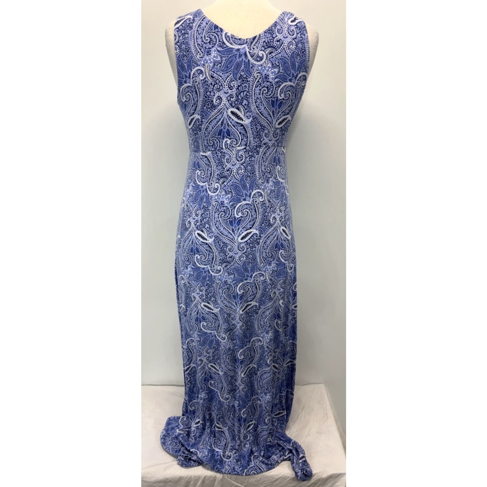 Talbots Talbots Maxi Dress Sz S Blue Paisley Jersey V-Neck Sleeveless Stretch Pullover Casual Womens Size S / US 4 / IT 40 - 3 Thumbnail