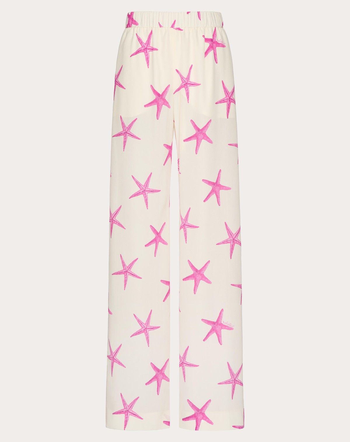 Valentino o1s1wg110525 Starfish Crepe De Chine Trousers in White Size 34" / US 12 / IT 48 - 1 Thumbnail