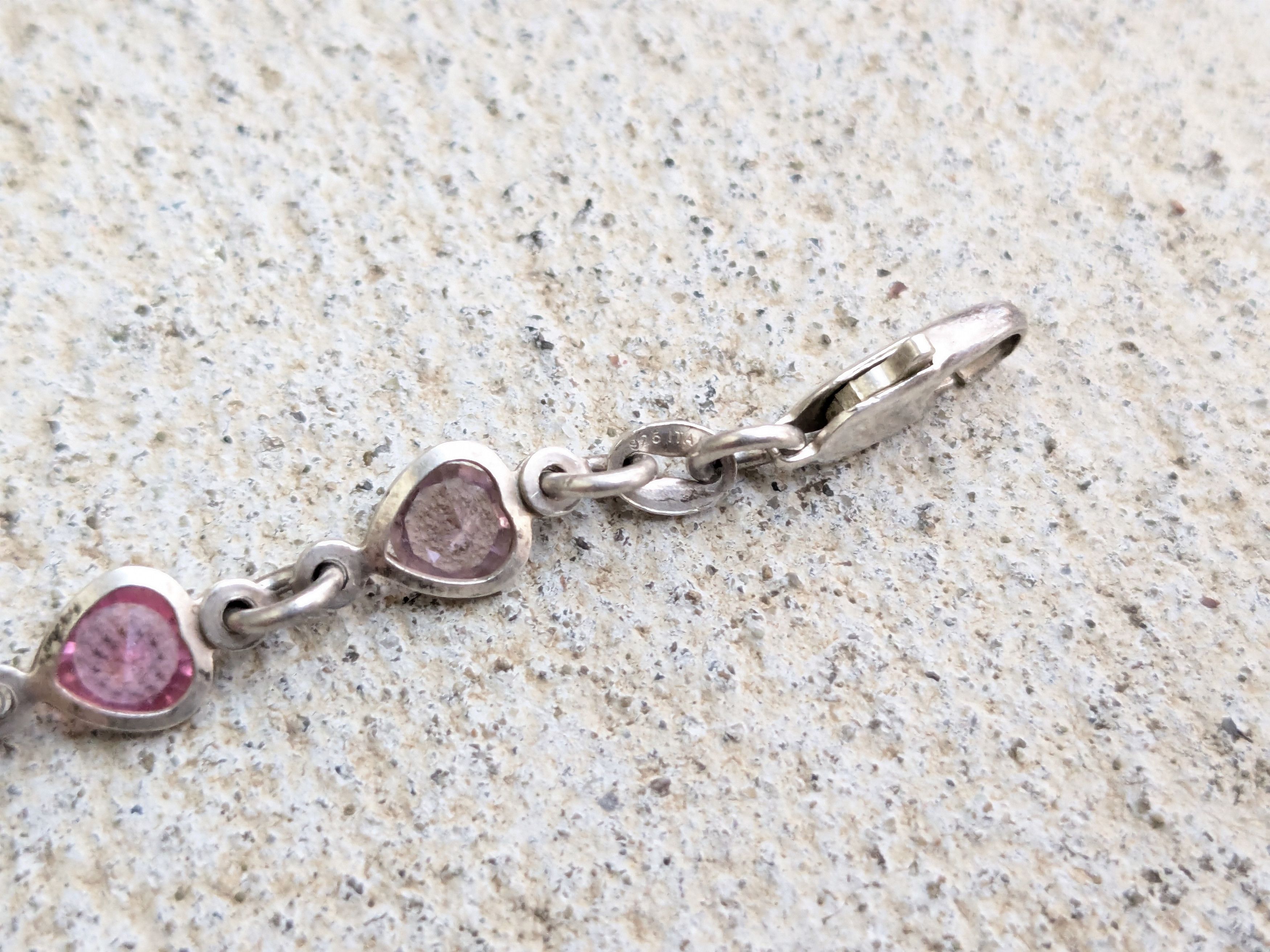 Jewelry Vintage Sterling Silver Bracelet 7.25" Italy Rainbow Hearts Size ONE SIZE - 7 Thumbnail