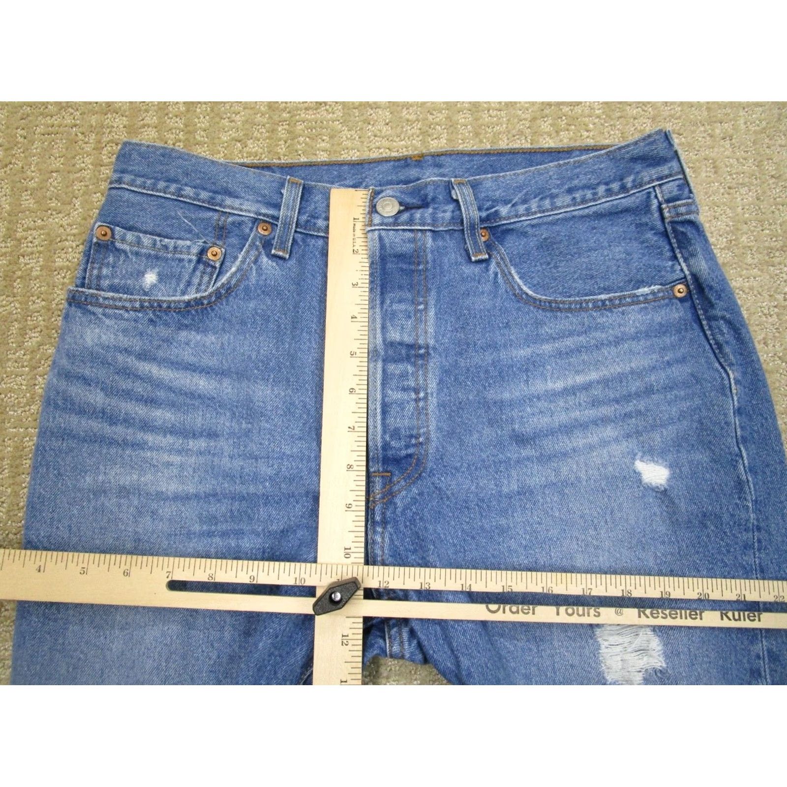Levi's Levi's 501 Jeans Women 31x30 Light Blue Button Fly Distressed Pockets Logo 501 Model Jeans Mens Womens Boys Girls Size 24" / US 00 / IT 34 - 7 Thumbnail