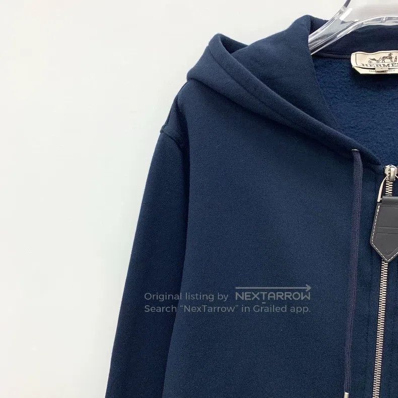 Hermes Hermes Dark Blue Cotton Hooded Drawstring Zipper Long Slee Size US S / EU 44-46 / 1 - 3 Thumbnail