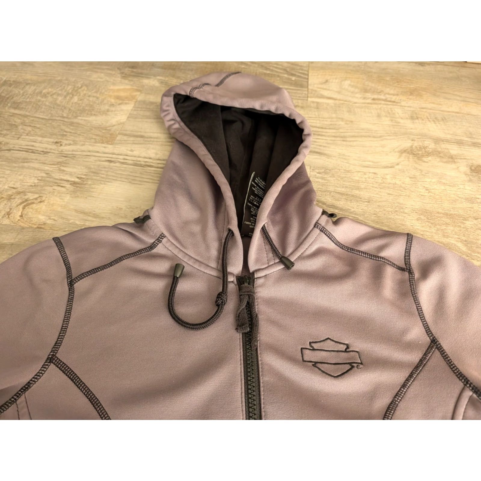Harley Davidson VINTAGE Harley-Davidson Jacket Womens S Hooded Full Zip Motorcycle Biker Softshell Gray Size S / US 4 / IT 40 - 6 Thumbnail