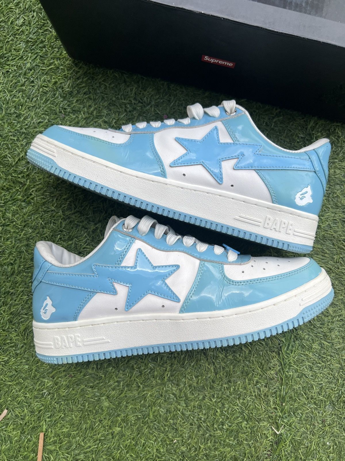 Bape Bape sta Low Leather UNC Blue Size US 9.5 / EU 42-43 - 2 Thumbnail