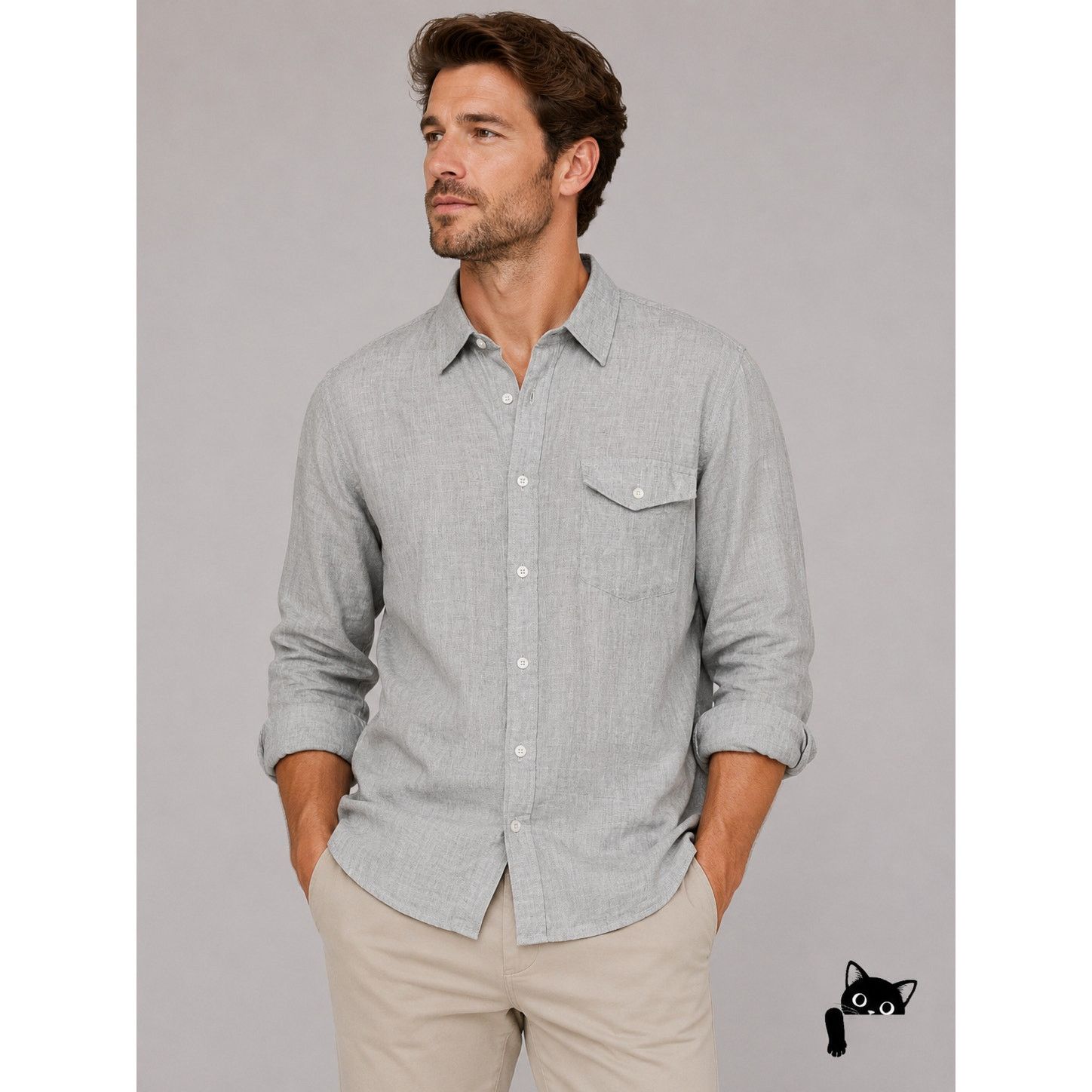 Other Goodfellow Light Gray Linen Long Sleeve Button Shirt 2XL Size US XXL / EU 58 / 5 - 3 Thumbnail
