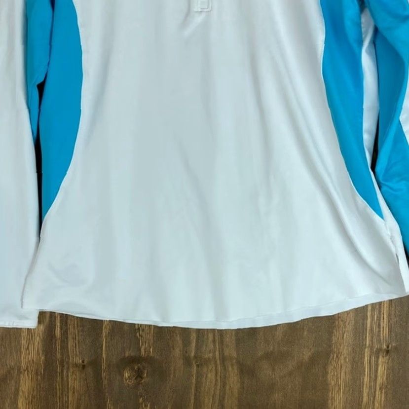 Footjoy FootJoy Womens Jacket White Blue Mid Layer 1/4 Zip Stretch Medium Jacket Womens Adult M White Blue 1/4 Zip Casual Travel Workwear Golf Outdoors Size M / US 6-8 / IT 42-44 - 3 Thumbnail
