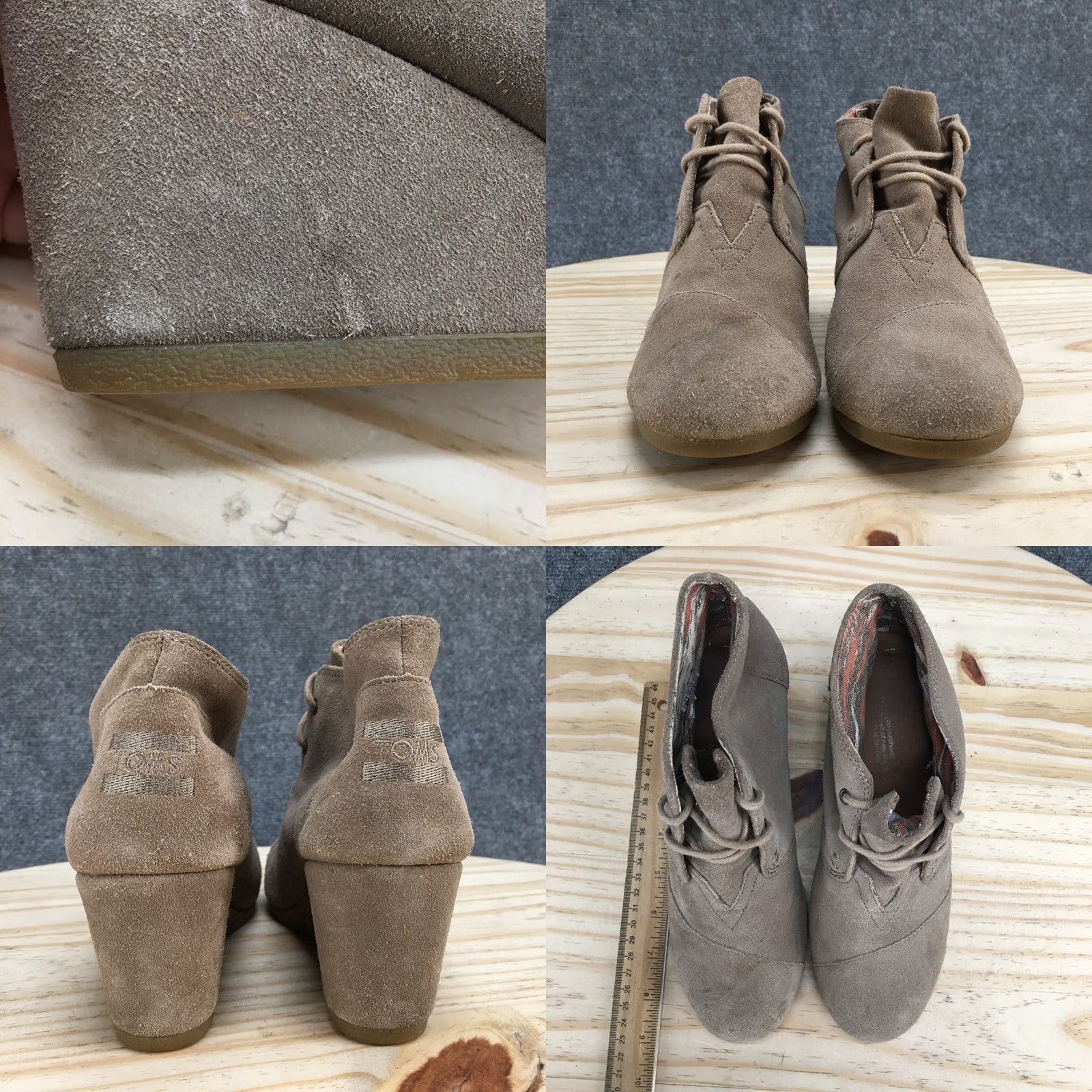 Toms TOMS Boots Womens 8 Casual Desert Wedge Ankle Bootie Brown Suede Lace Up Size US 8 / IT 38 - 8 Thumbnail