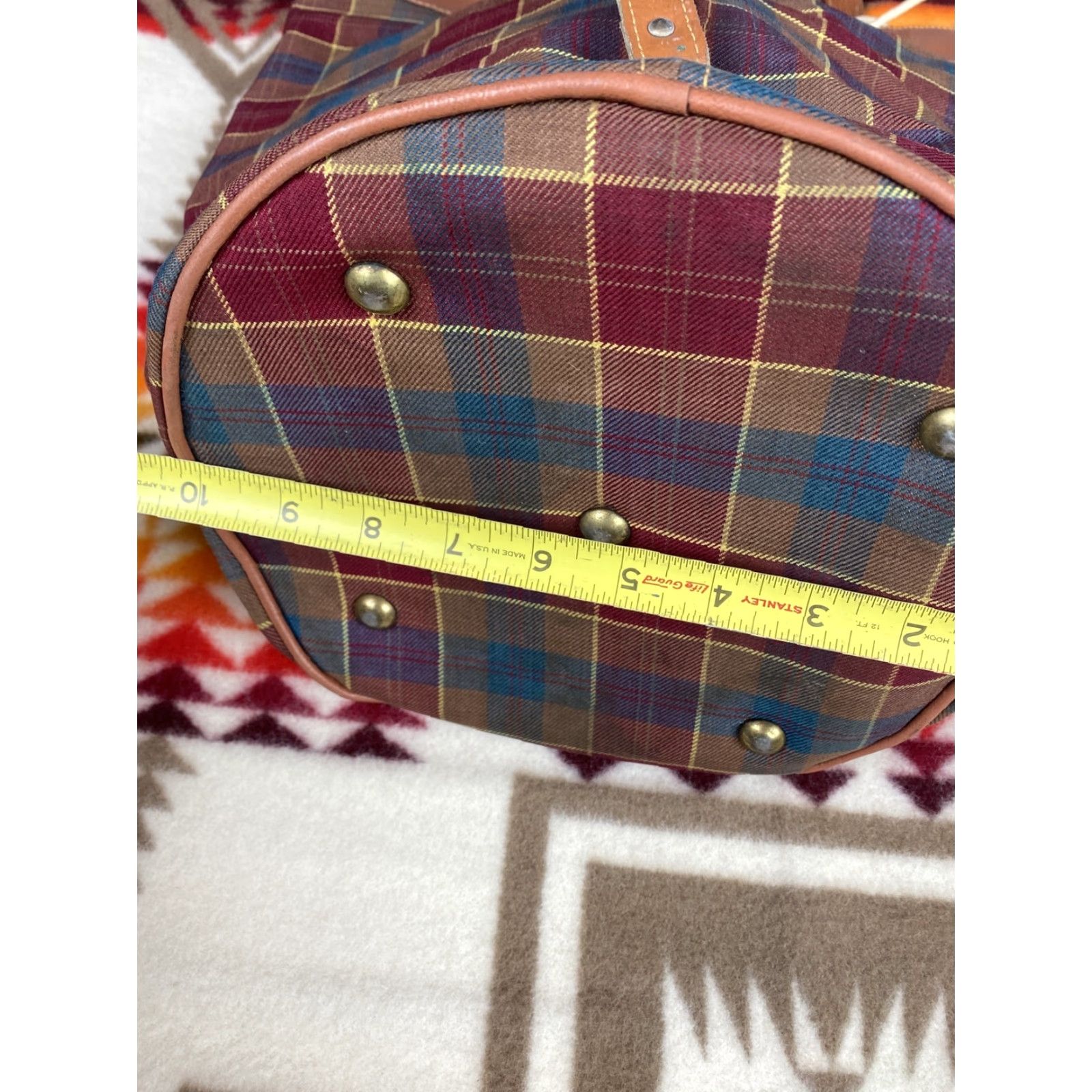 Vintage VINTAGE Drawstring Plaid Circle Shoulder Bag 70s Travel Size ONE SIZE - 5 Thumbnail