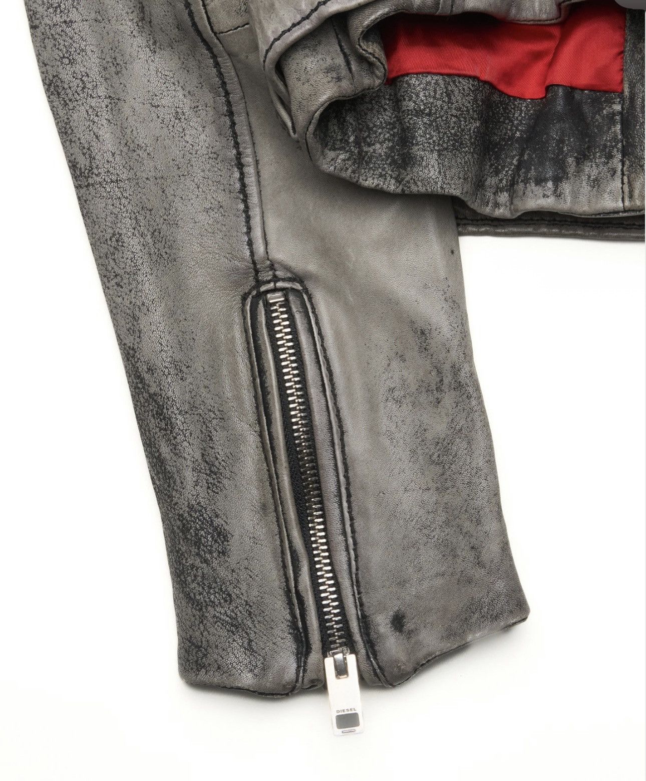 Diesel Mid 2010s Diesel Gray Leather Moto Jacket Size S / US 4 / IT 40 - 5 Thumbnail