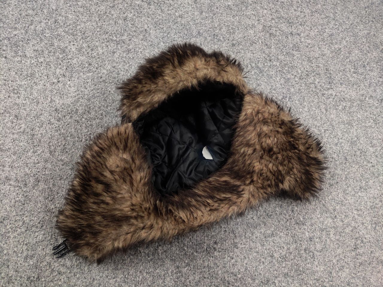 If Six Was Nine Vintage Y2K Fuzzy Fur Ushanka Hat Black faded l.g.b. Style Size ONE SIZE - 7 Thumbnail