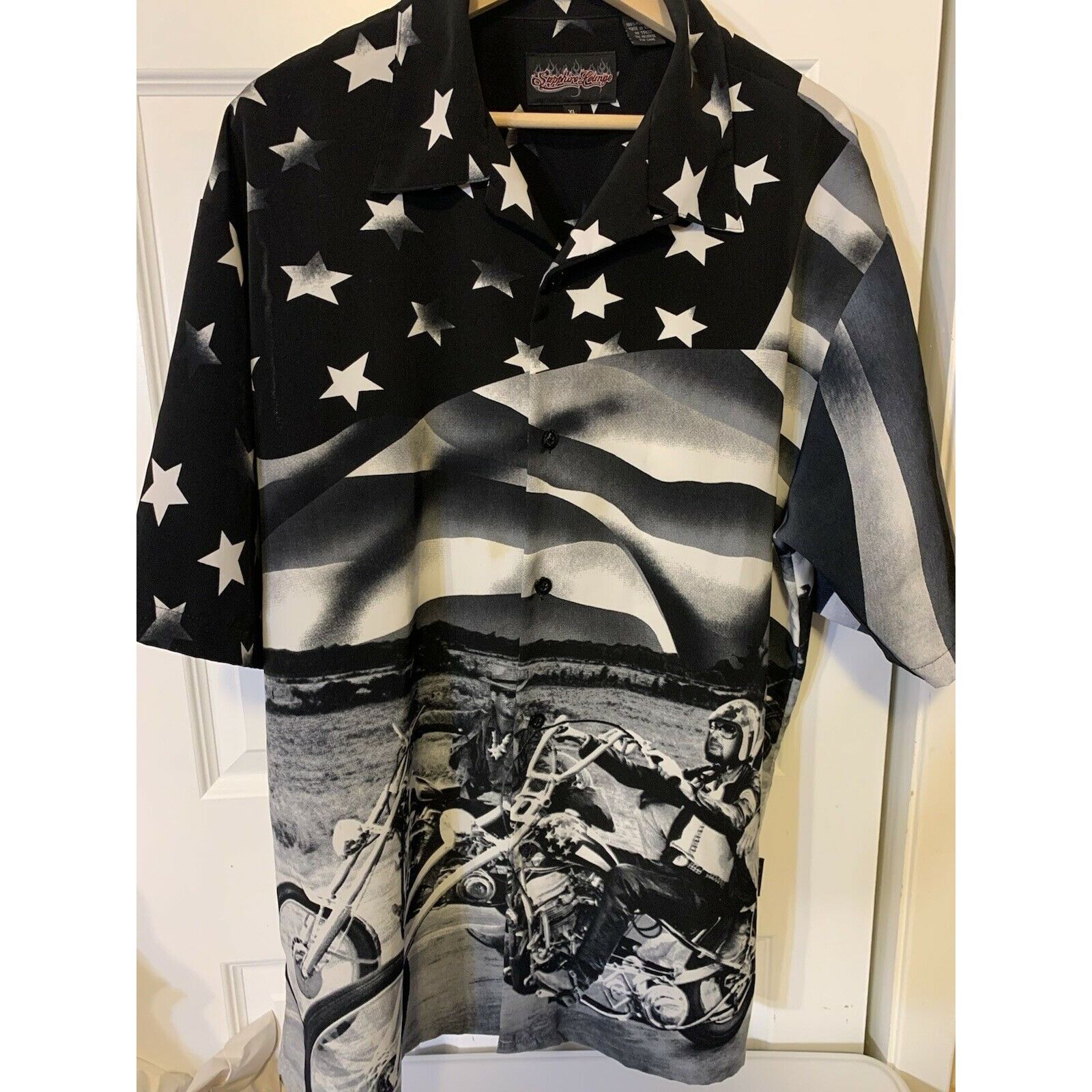 Other Saphire Lounge Men’s Sz XL Button Shirt Biker Flag Stars Rid Size US XL / EU 56 / 4 - 1 Thumbnail