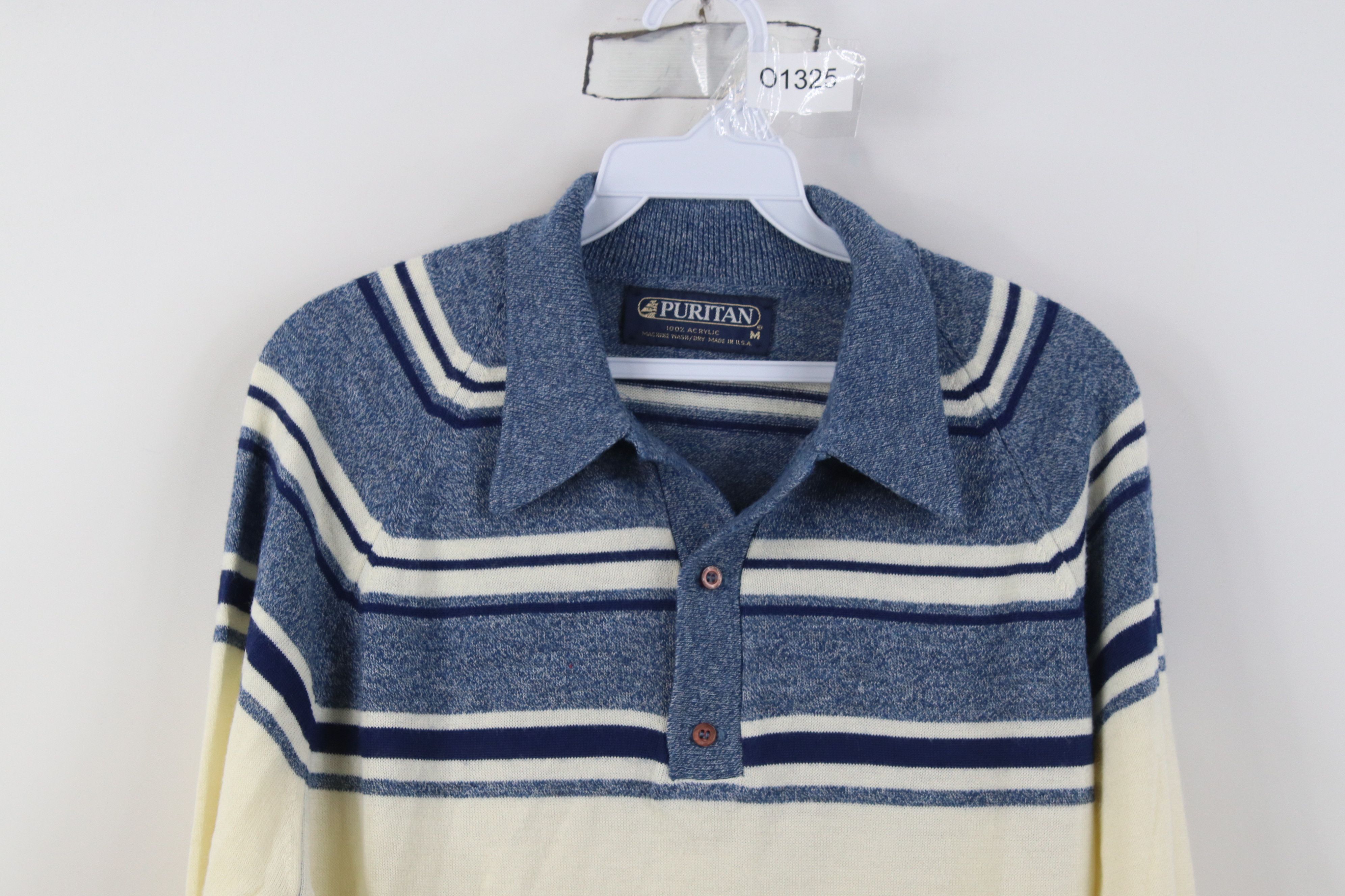 Vintage Vintage 70s Streetwear Thin Knit Collared Polo Sweater USA Size US M / EU 48-50 / 2 - 2 Thumbnail