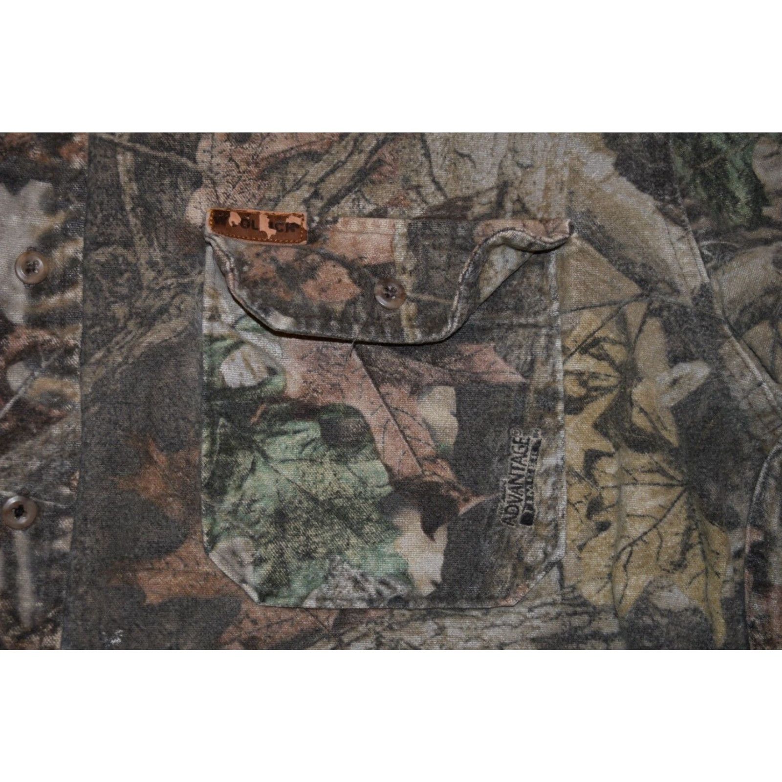 Vintage VINTAGE Woolrich Camouflage ChamOis Shirt Advantage Timbe CAMOUFLAGE Size L Large FADED Shirt Mens Size US L / EU 52-54 / 3 - 4 Thumbnail