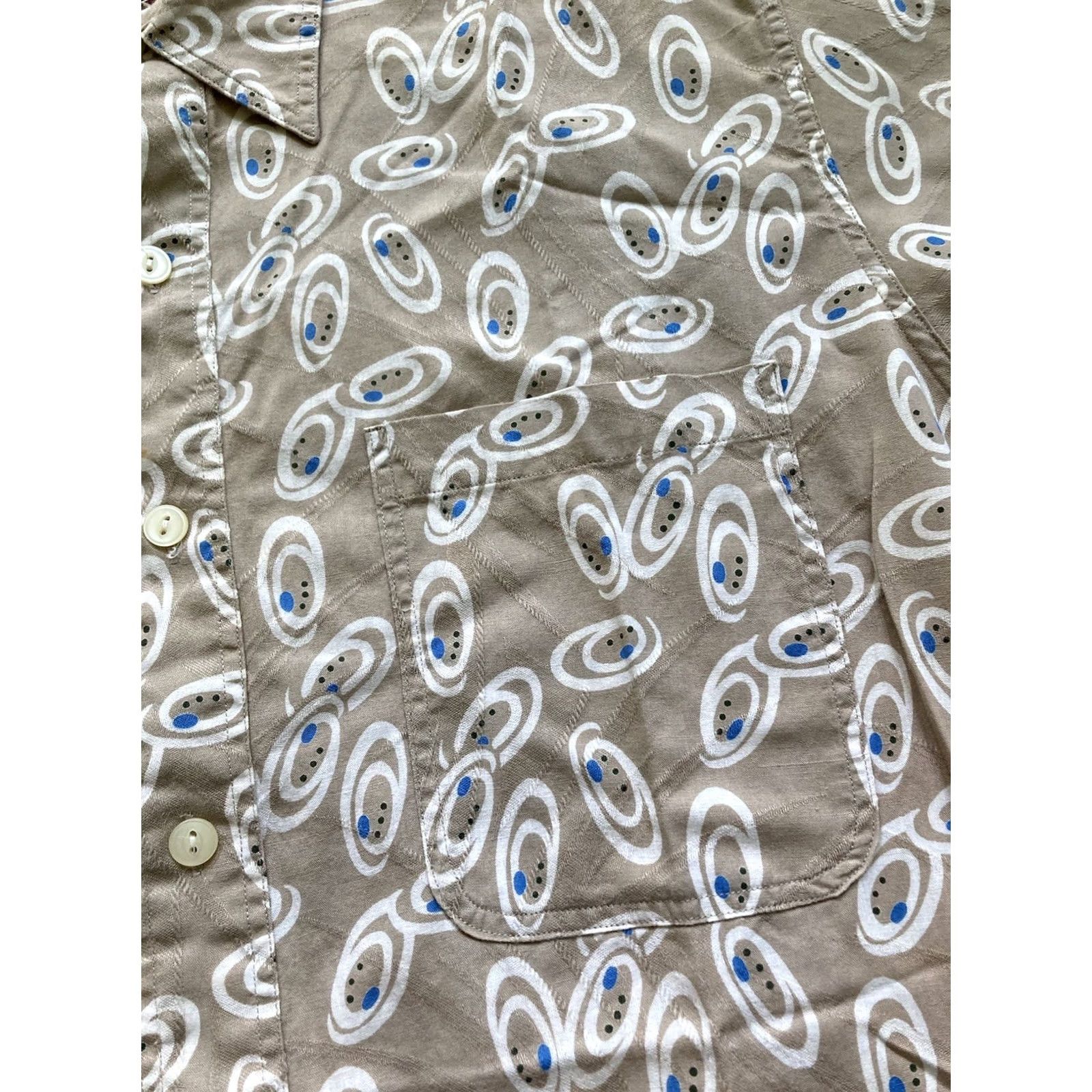 Ralph Lauren VINTAGE Chaps Ralph Lauren Shirt Mens Medium Paisley Textured Short Sleeve Polo Beige Size US M / EU 48-50 / 2 - 3 Thumbnail