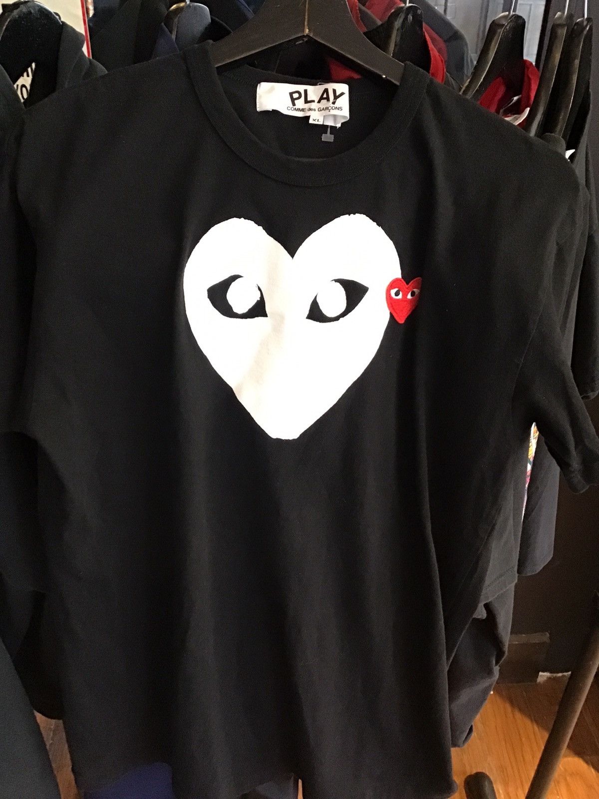 Comme Des Garcons Play Black White Heart T Shirt Sz XL CDG