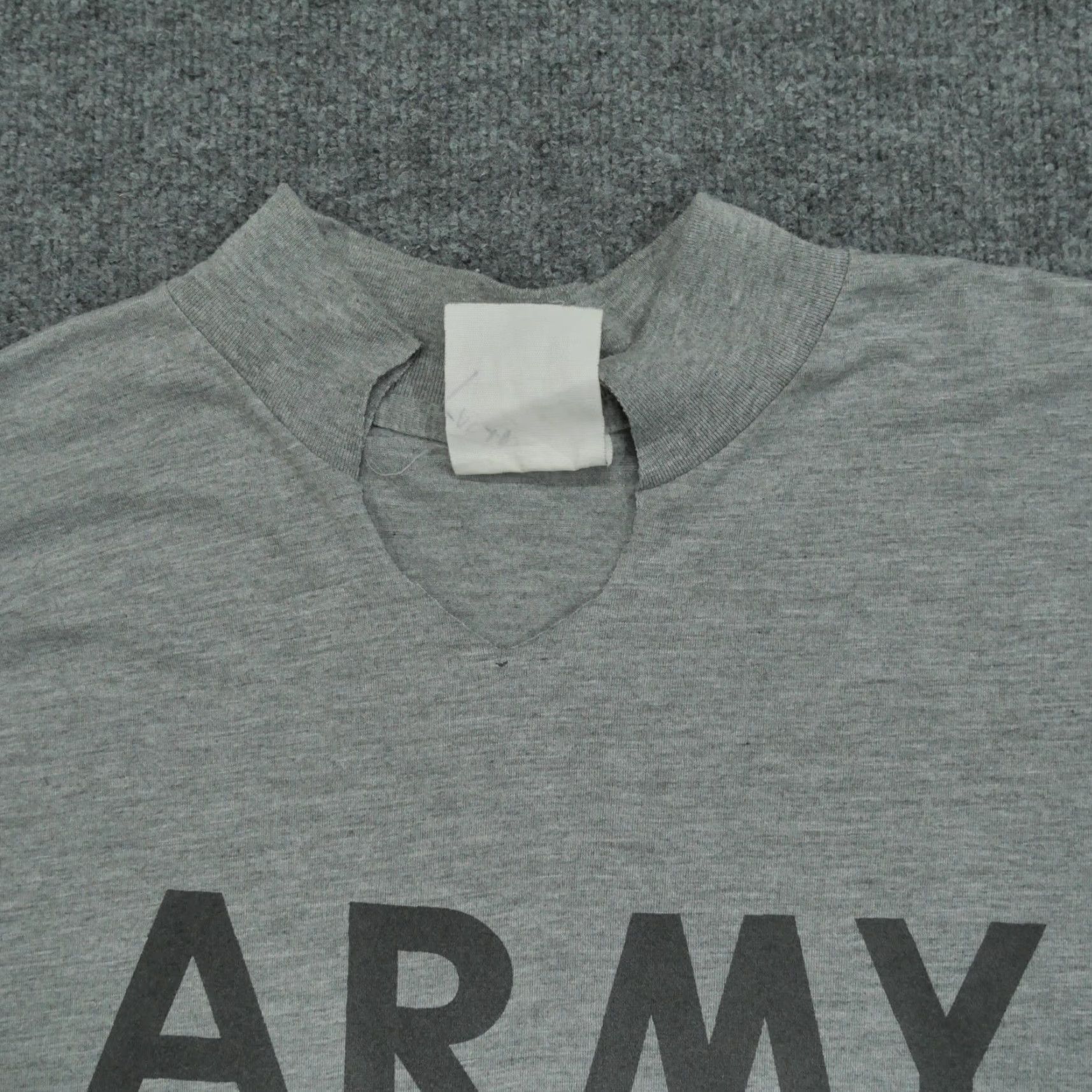 Spell VINTAGE Army T Shirt Adult XL Grey Spell Out Logo Distressed 90s Mens Size US XL / EU 56 / 4 - 3 Thumbnail