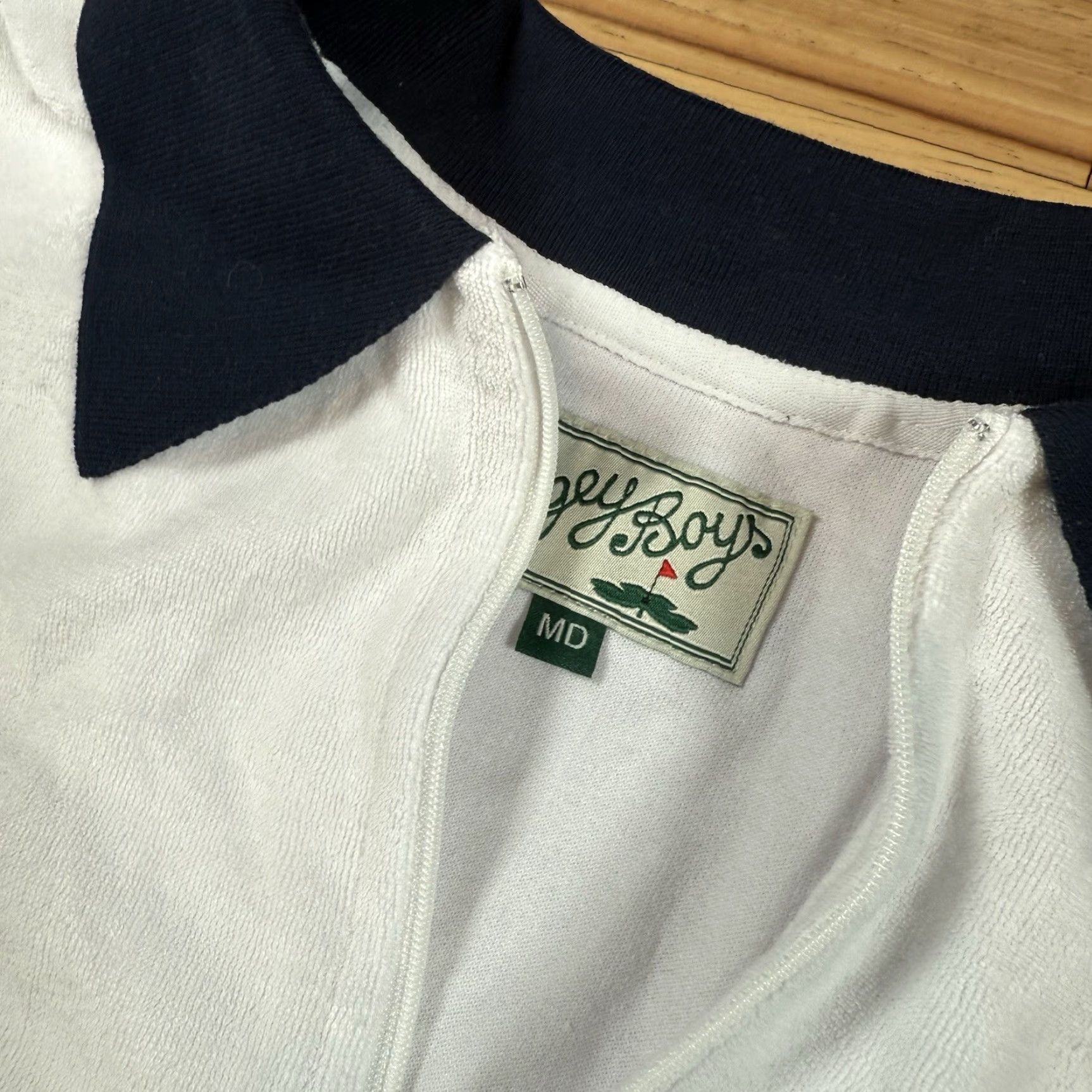 Vintage VINTAGE BoGey Boys Quarter Zip Terrycloth Polo Sweater Mens M White Navy NWOT Size US M / EU 48-50 / 2 - 4 Thumbnail