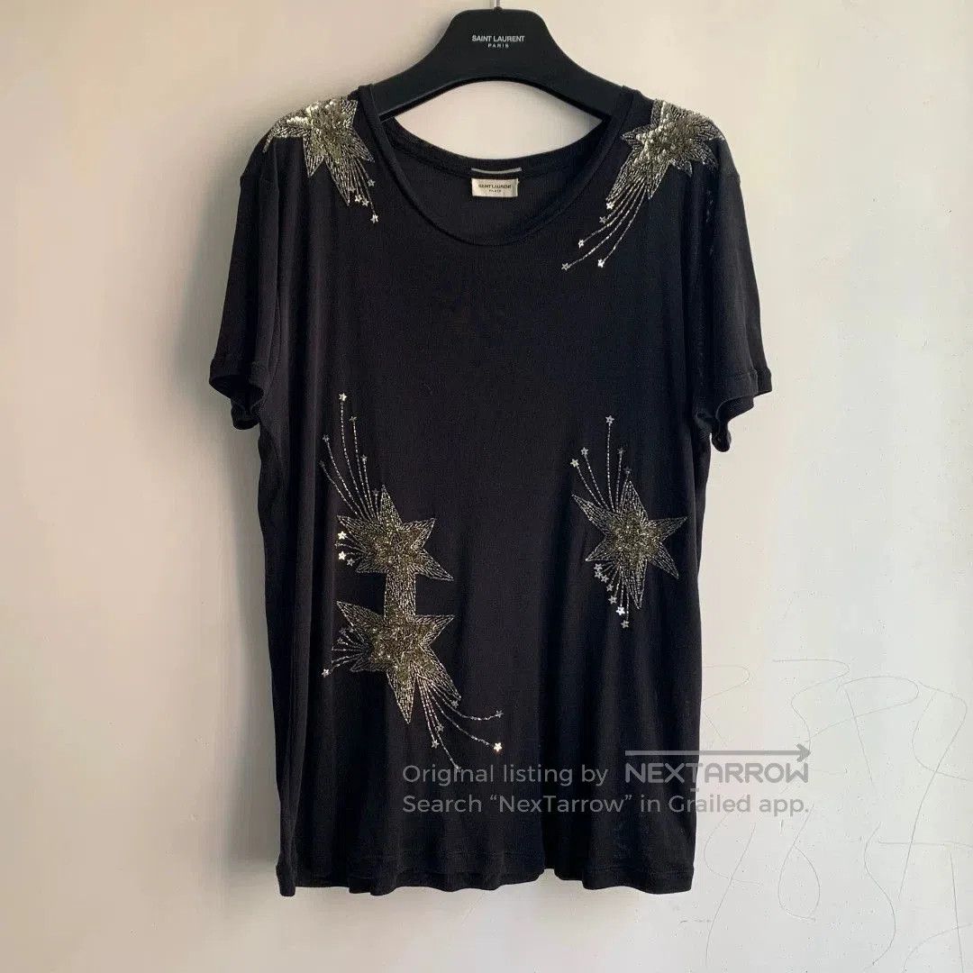 Saint Laurent Paris saint laurent black short sleeve top. Size L / US 10 / IT 46 - 1 Thumbnail