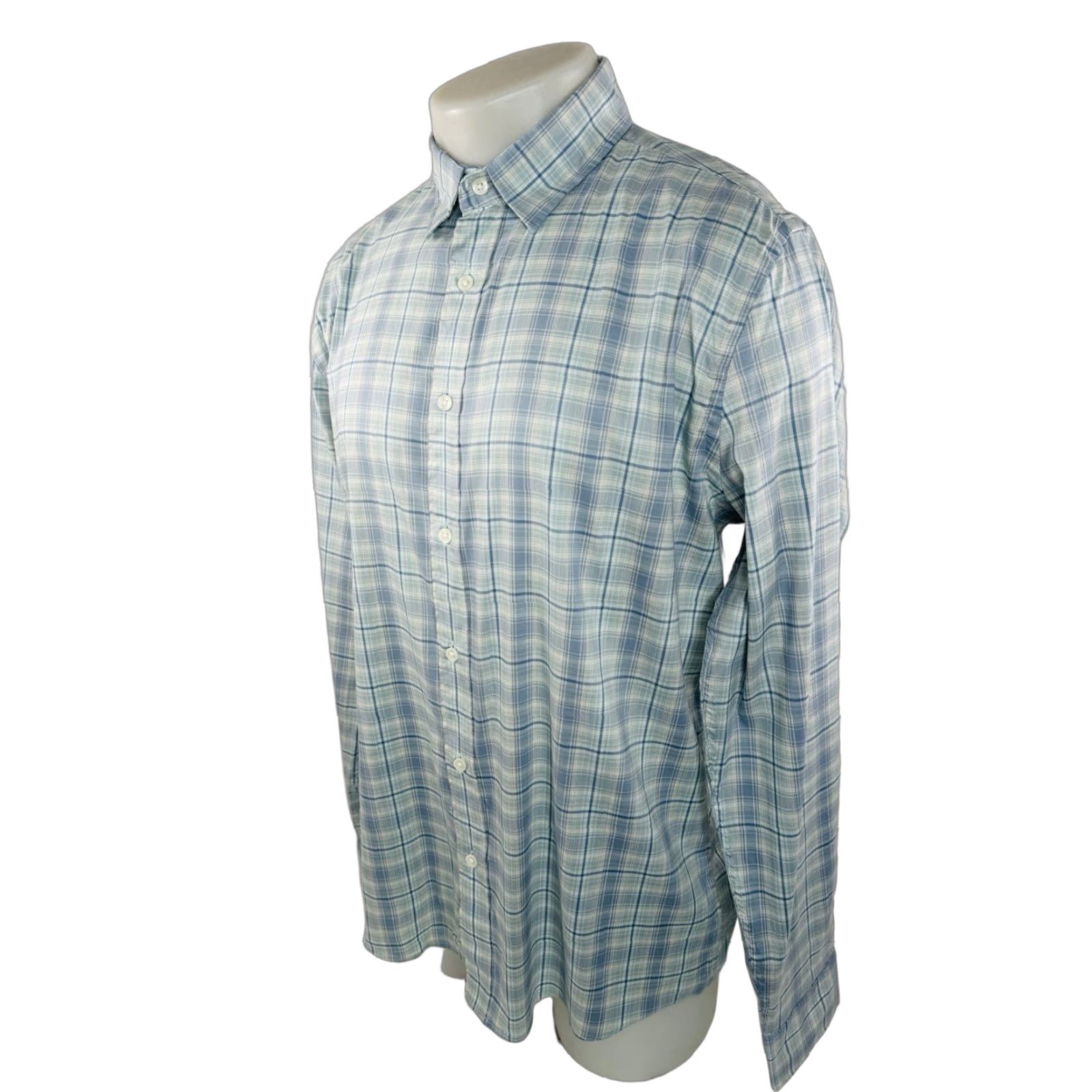 Faherty Faherty Movement Collection Plaid Lightweight L Shirt / Button-Up / Long Sleeve / Light Green Blue White / Men / Size L / V1 Size US L / EU 52-54 / 3 - 1 Thumbnail