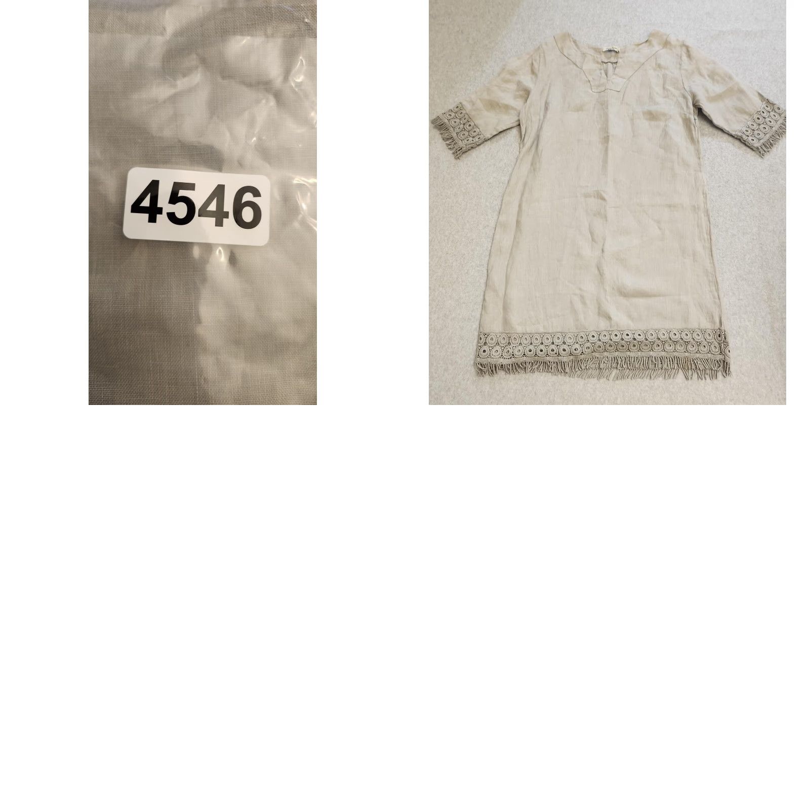 Alessia Pacini Tunic Dress Womens Small Beige Linen Crochet Fringe Made in  Italy - www.bongoclub.cl