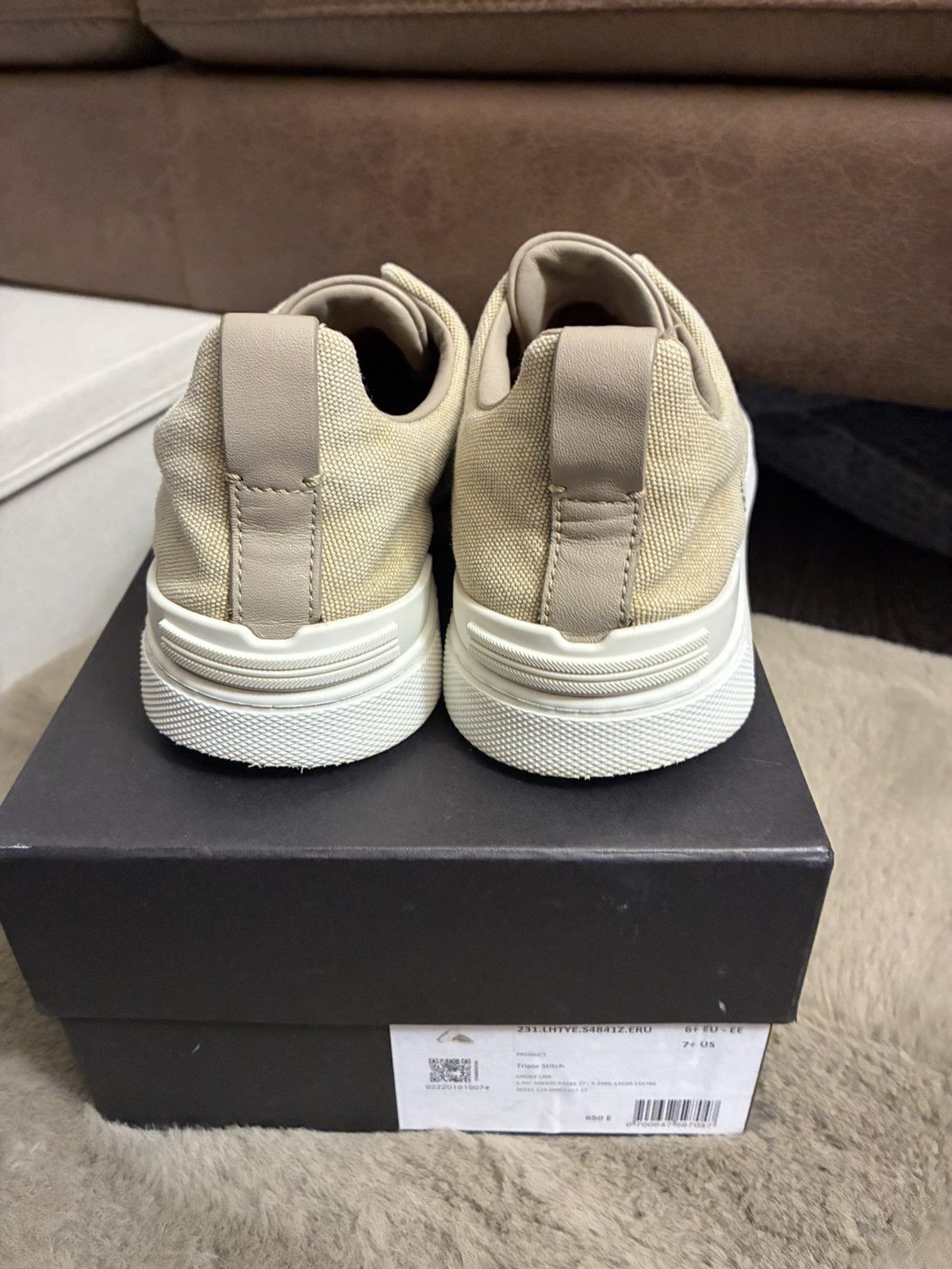 Ermenegildo Zegna Zegna beige canvas triple stitch uk 7 eu 41 Size US 8 / EU 41 - 5 Thumbnail