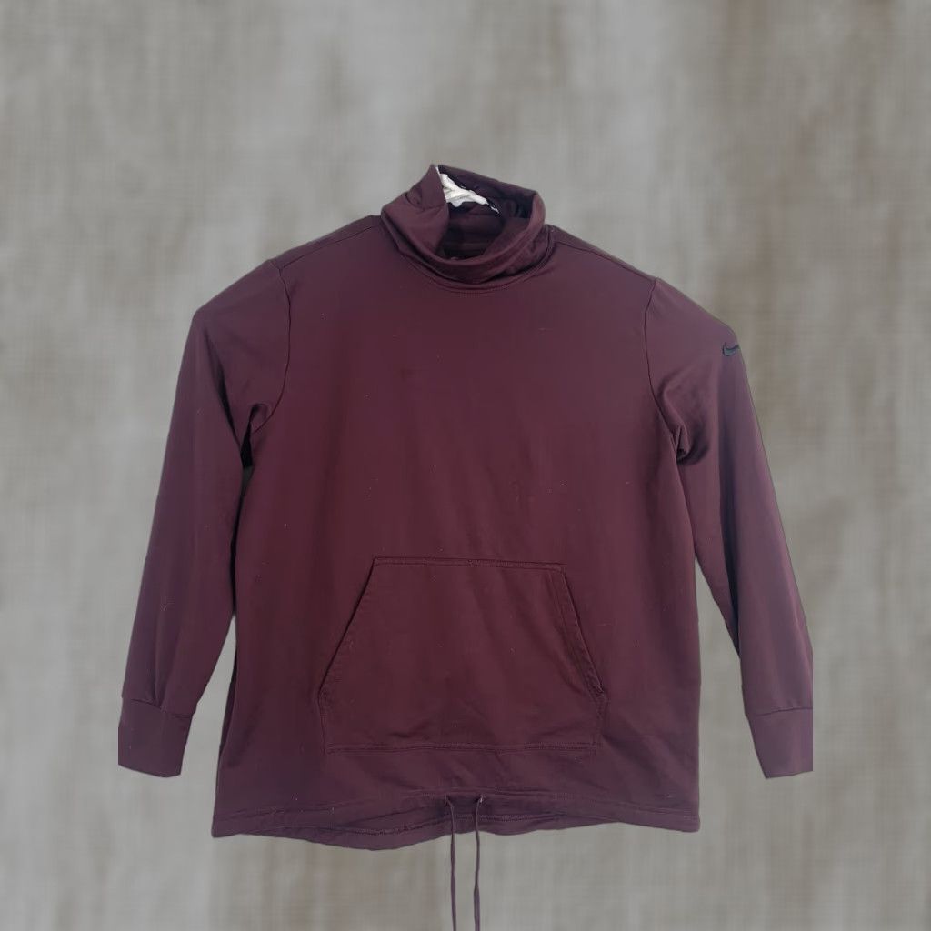 Nike VINTAGE Womens Medium Nike Mock Neck Dri Fit Pullover Long Sleeve Maroon Running Hoodie Size M / US 6-8 / IT 42-44 - 1 Thumbnail