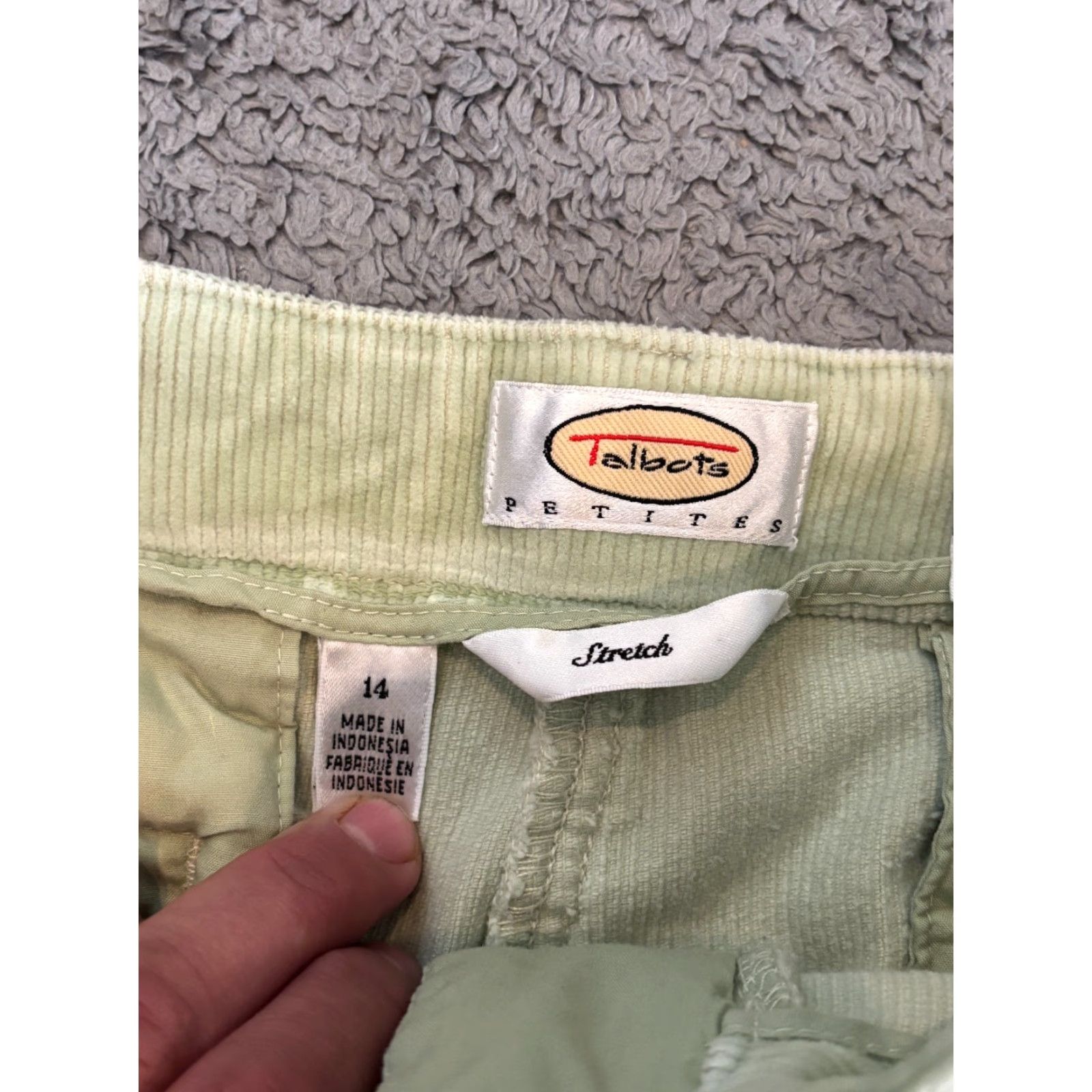 Talbots Talbots Corduroy Pants Womens 14P Petites Stretch Light Green Casual Straight Size 36" / US 14 / IT 50 - 2 Thumbnail