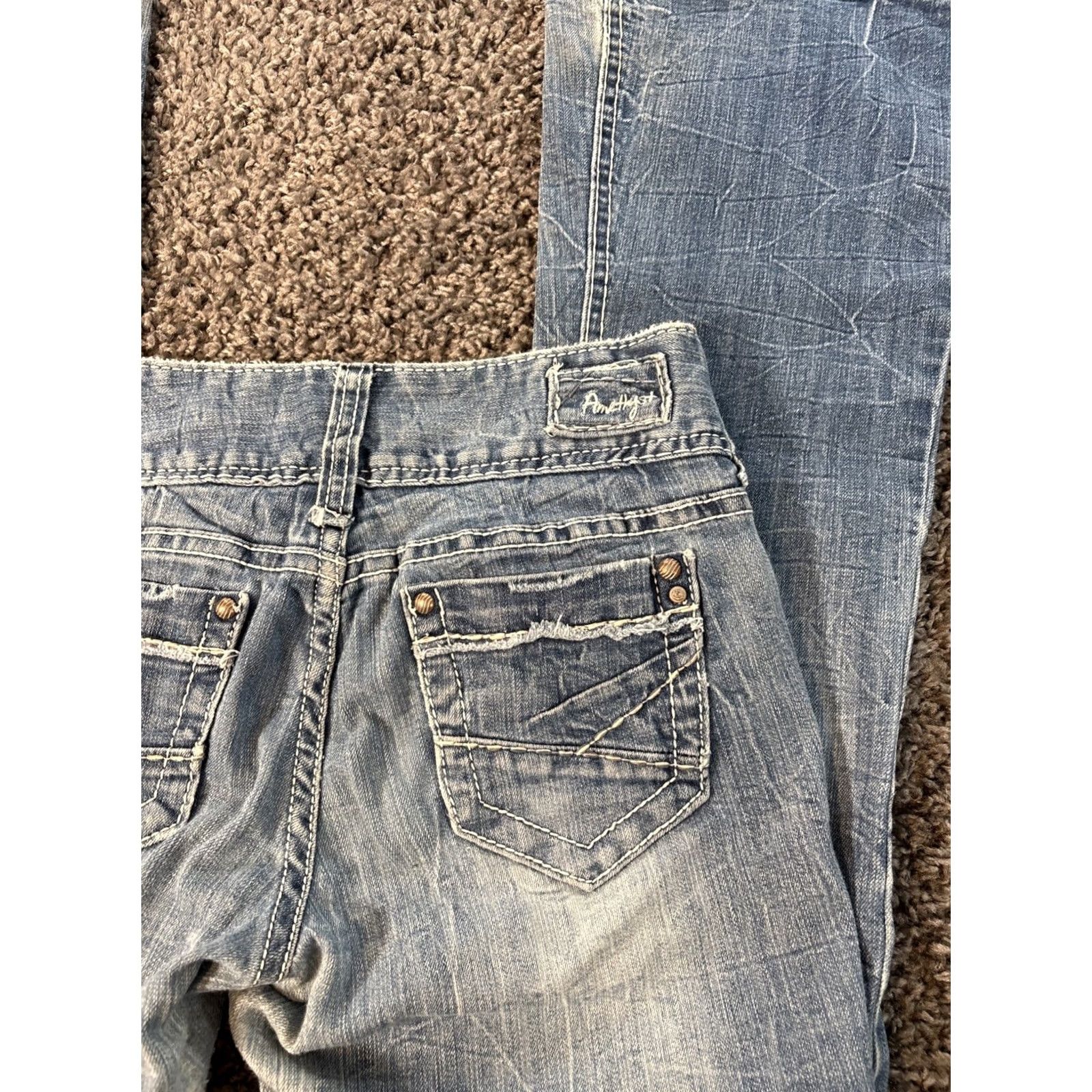 Vintage VINTAGE Amethyst Jeans Boot Cut Womens 30x31 Light Wash Low Rise Stitched Y2K Bohemian Pockets Womens Jeans Boys? Size 30" / US 8 / IT 44 - 7 Thumbnail
