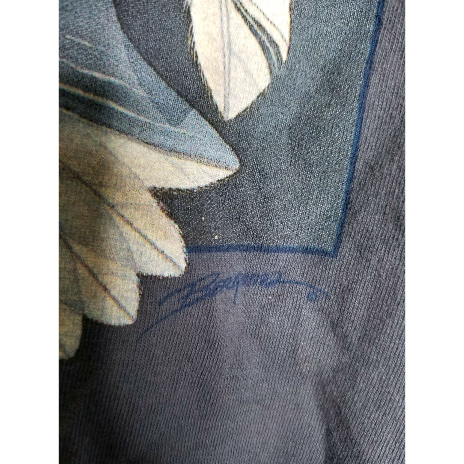 Anvil VINTAGE Anvil Bald Eagle T Shirt Single Stitch Shirt Mens L Blue 1990s USA Catch The Wind Size US L / EU 52-54 / 3 - 3 Thumbnail