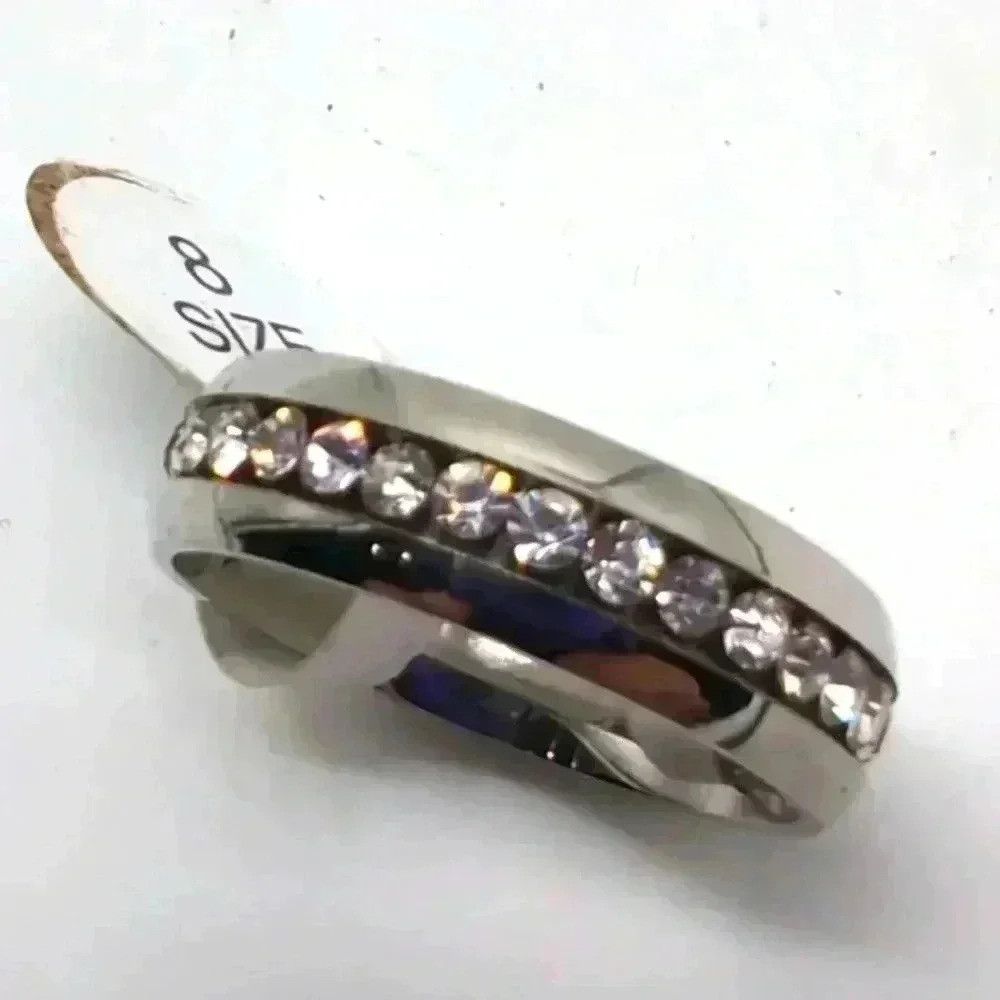 Vintage Stainless steel CZ Eternity Band ring sz 8 Size ONE SIZE - 1 Thumbnail