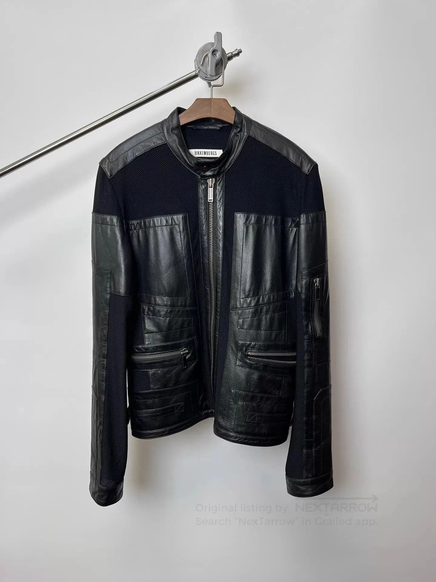 Dirk Bikkembergs Black Leather and Mesh Zip-Up Jacket. Size US M / EU 48-50 / 2 - 1 Thumbnail