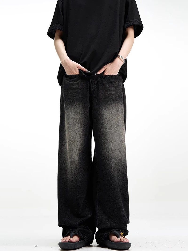 Other Vintage High Street Black Straight Leg Wide Jeans Size US 34 / EU 50 - 5 Thumbnail