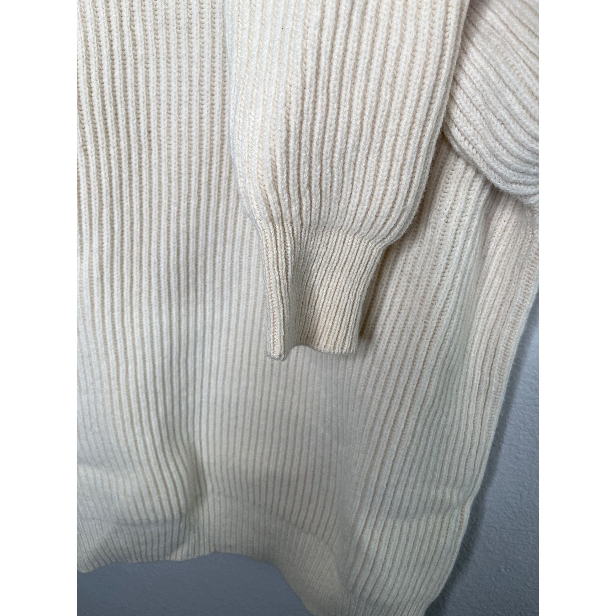 Alexander McQueen Alexander McQueen Mens Cream Ribbed Knit Wool Sweater Size US M / EU 48-50 / 2 - 5 Thumbnail
