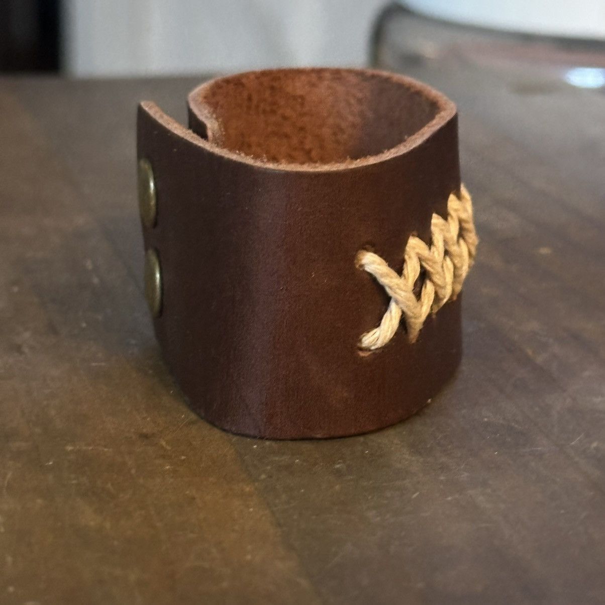 Vintage Vintage leather criss cross stitch wide leather bracelet Size ONE SIZE - 5 Thumbnail