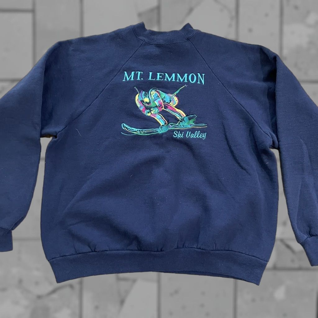 Hanes VINTAGE Hanes Sweater Mens XL Skiing Blue Pullover Mt. Lemmon Winter Size US XL / EU 56 / 4 - 1 Thumbnail