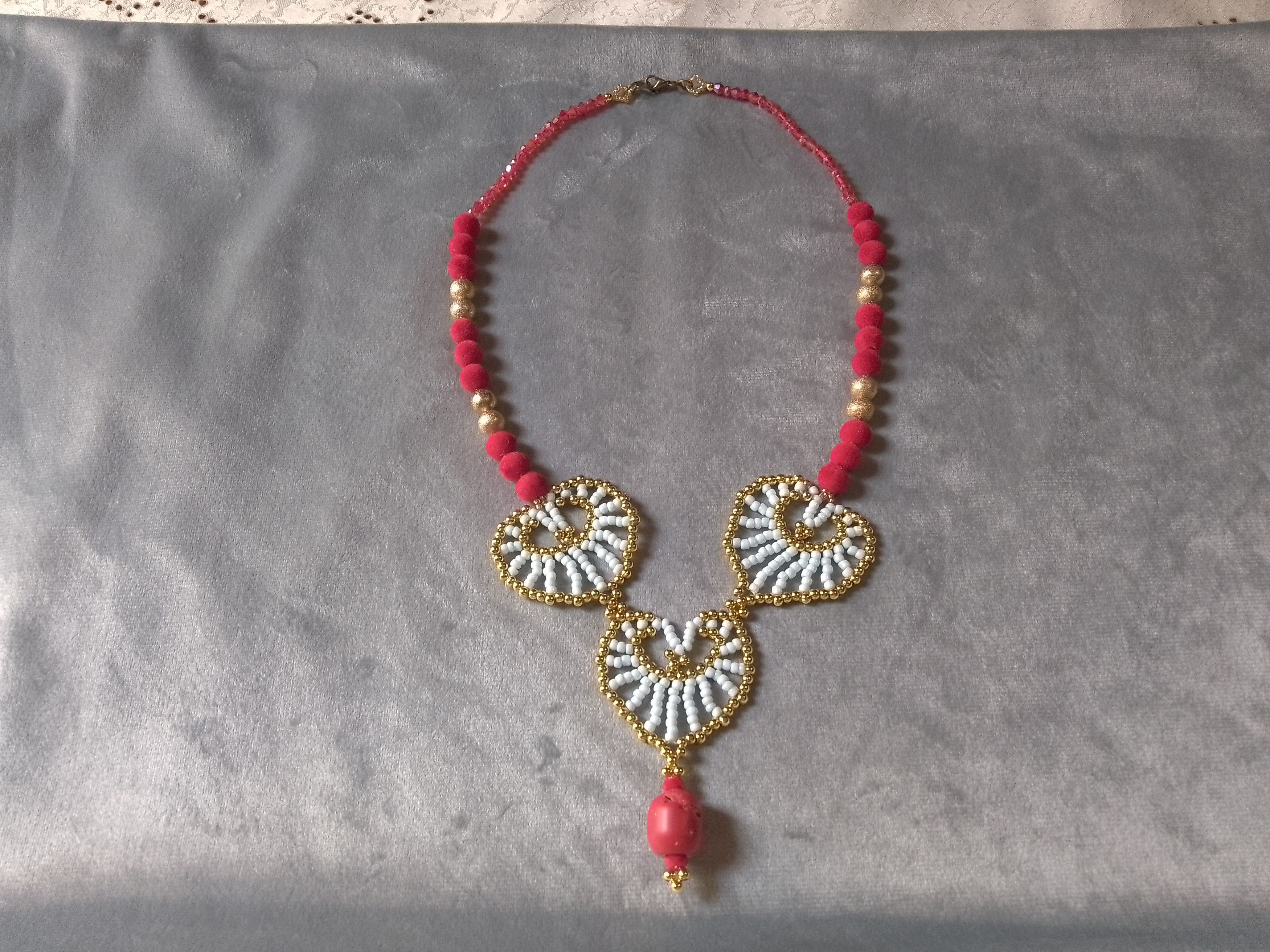 Handmade Elegant Necklace Red blue with natural coral stones Size ONE SIZE - 6 Thumbnail