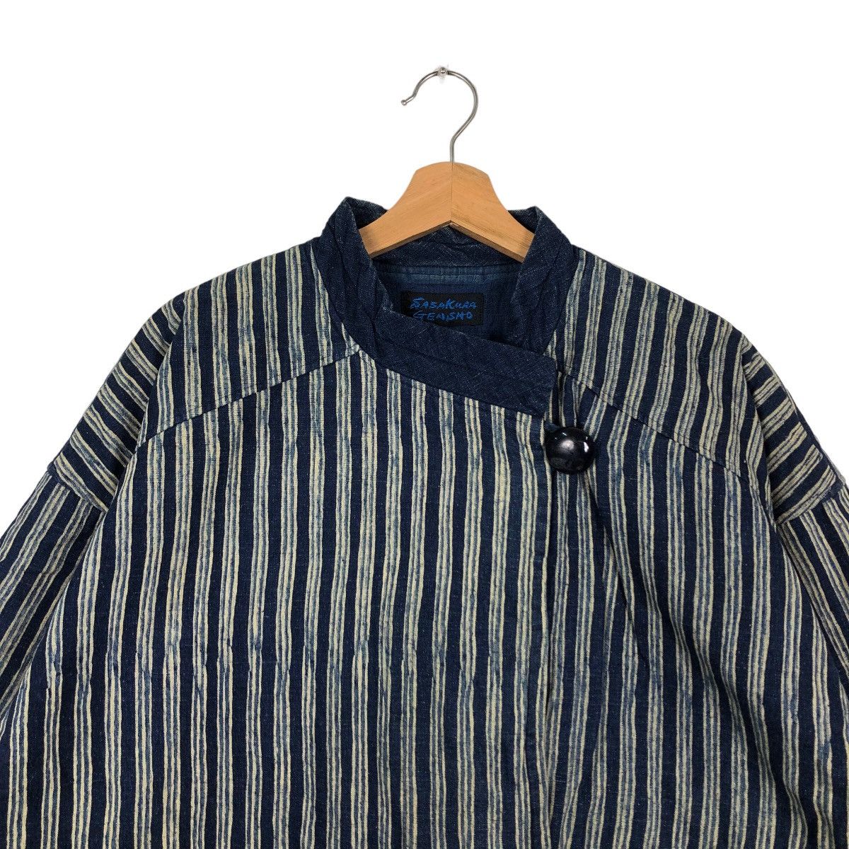 Blue Blue Japan 🔥Asymmetrical Button Hikory Chore Jacket Sasakura Gensho Size US L / EU 52-54 / 3 - 3 Thumbnail