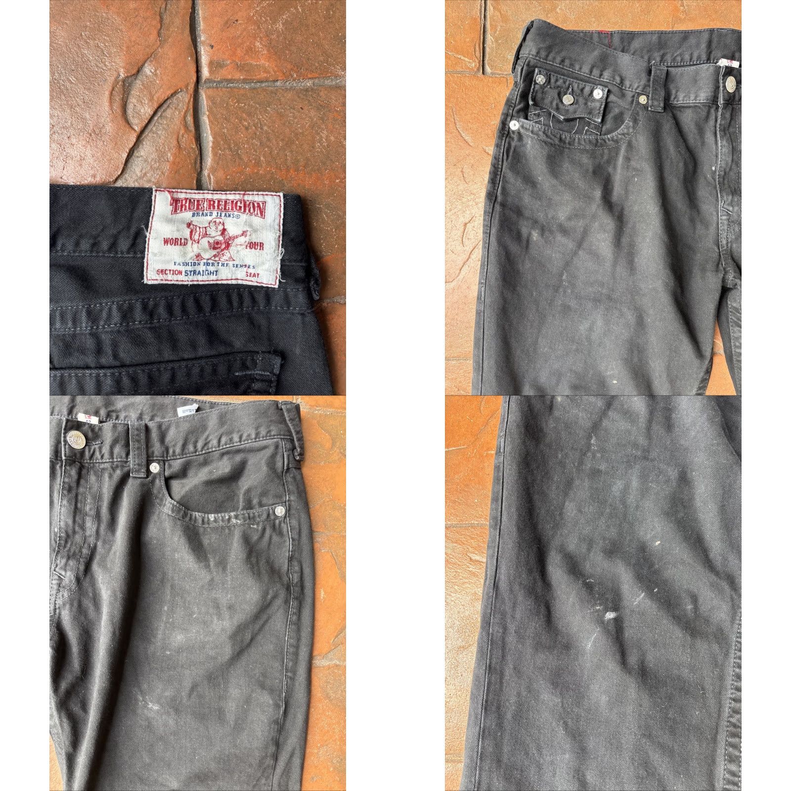 True Religion Y2K True Religion Ricky Straight Jeans Mens 42x27 Black Denim Button Zip Pockets Logo USA Straight 42 Mens Size US 42 / EU 58 - 8 Thumbnail