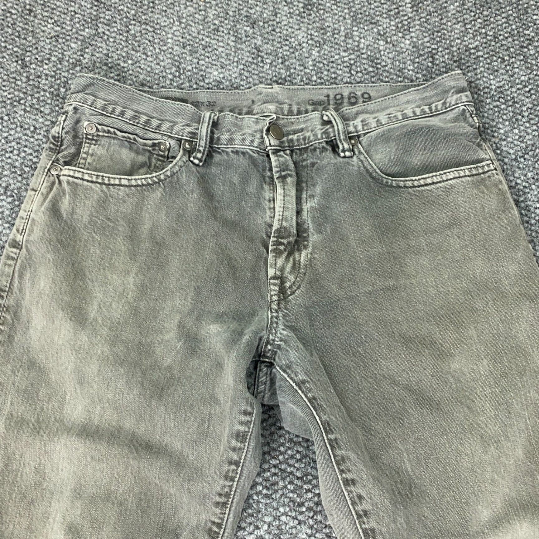 Gap GAP 1969 Jeans Mens 32x32 Gray Denim Straight Distressed Size US 32 / EU 48 - 2 Thumbnail