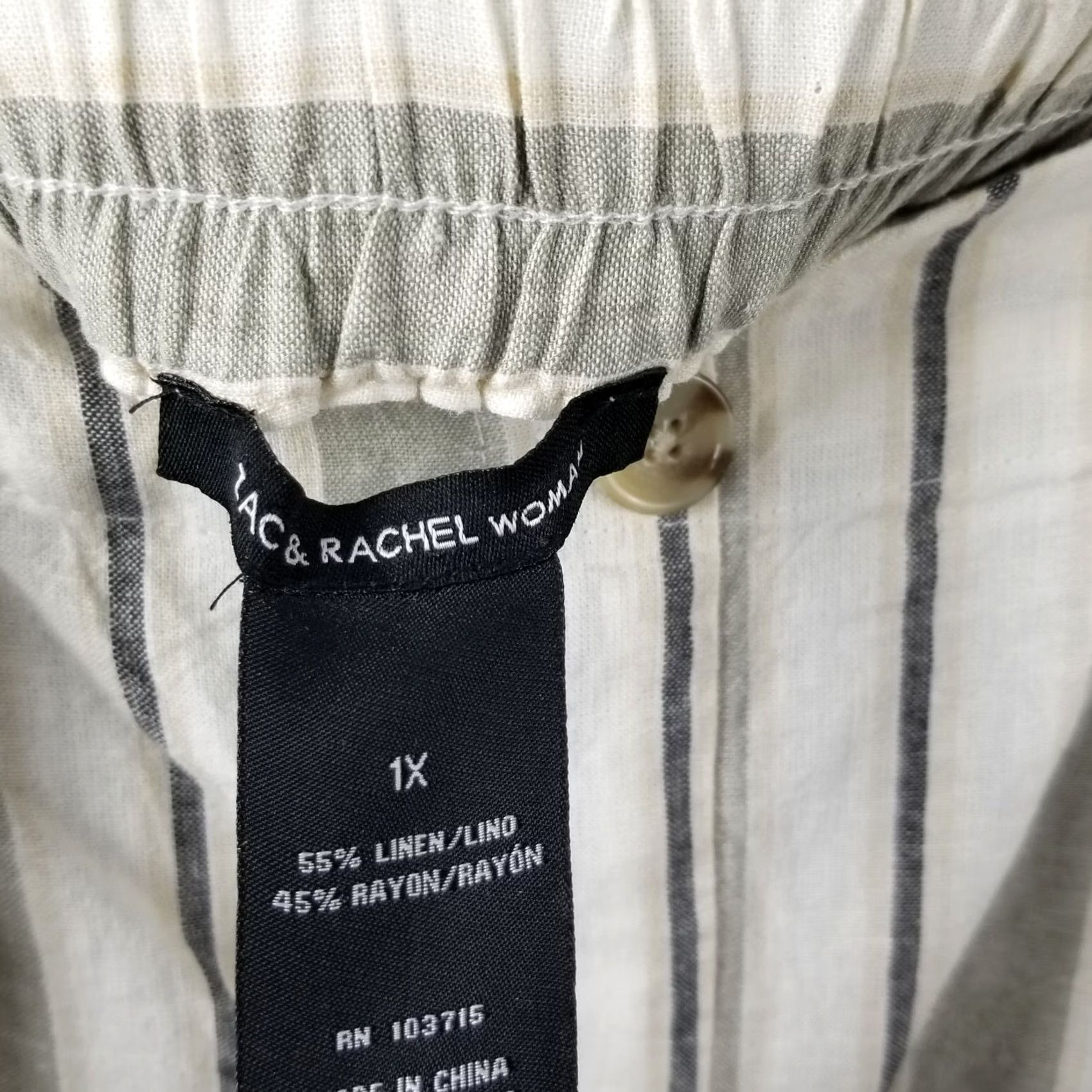 Vintage Zac & Rachel Pants Women 1X Ivory Linen Blend Striped Wide Leg Tie Waist Paperbag High Rise Casual Workwear Plus Size 38W Mens Womens Girls Boys Size 26" / US 2 / IT 38 - 3 Thumbnail